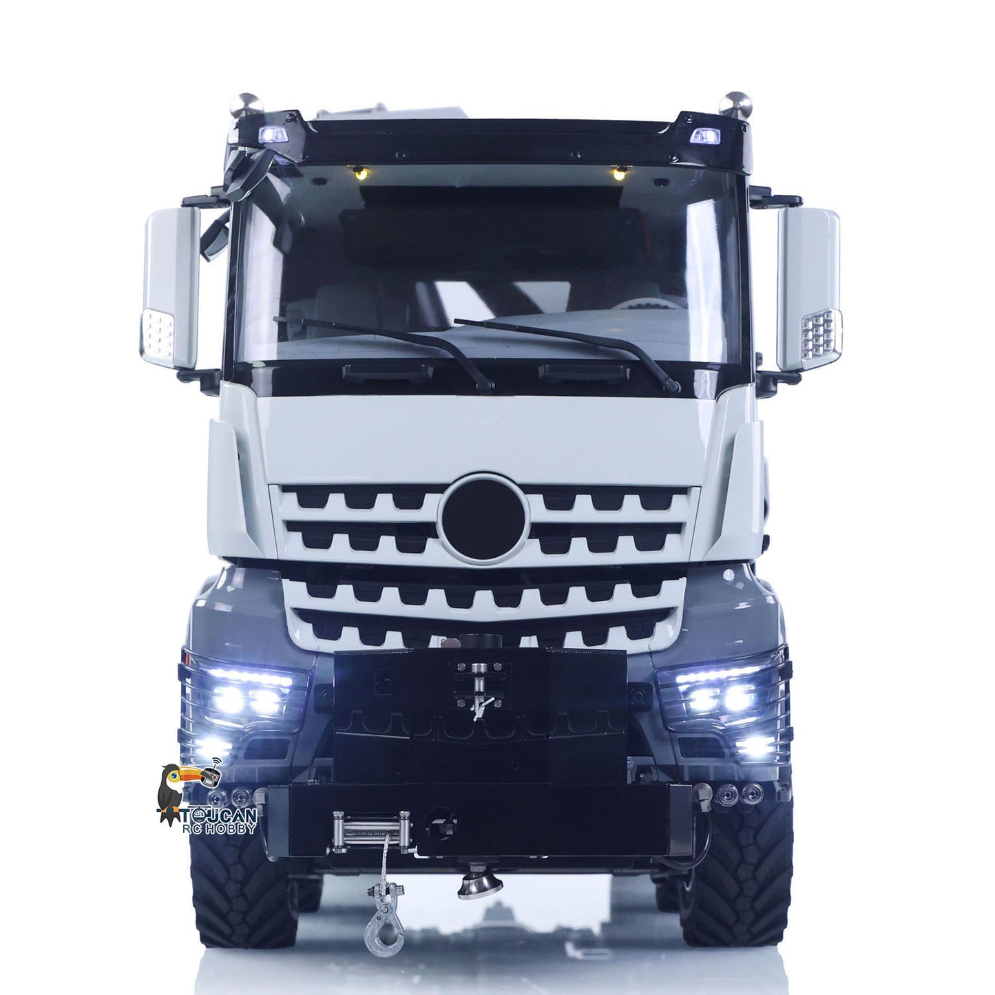4151 AK Metal 1/14 RC Tractor Truck with Hydraulic Crane Fly Jib Arm Bucket 6*6 Remote Control Farm Car 3Speed Model Lorry Sound