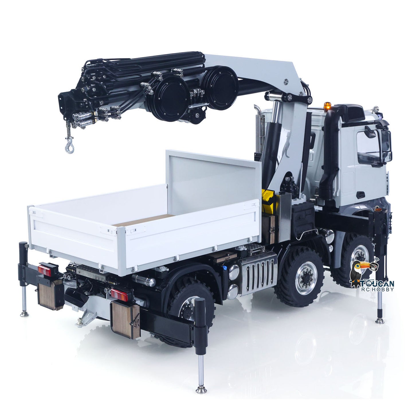 4151 AK Metal 1/14 RC Tractor Truck with Hydraulic Crane Fly Jib Arm Bucket 6*6 Remote Control Farm Car 3Speed Model Lorry Sound