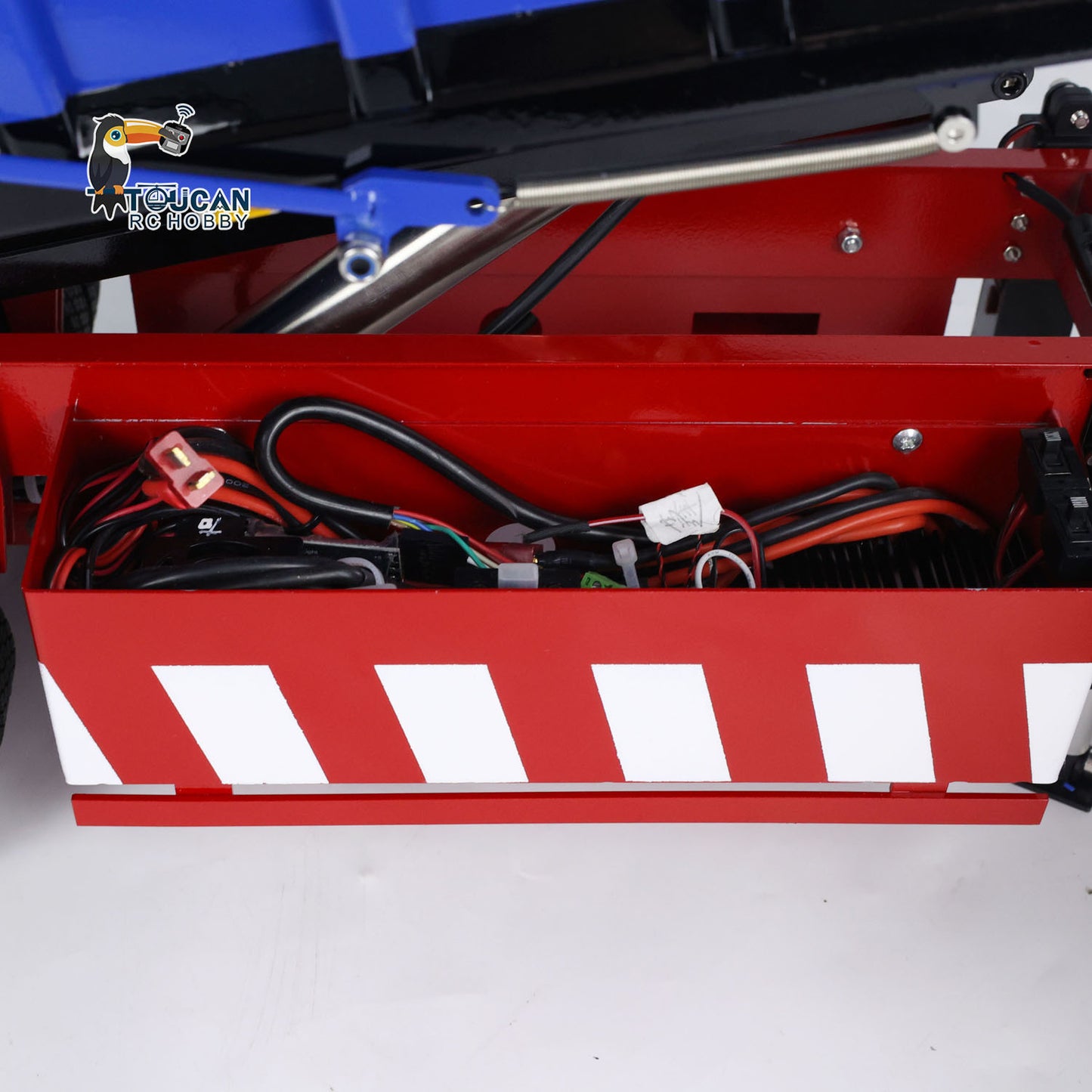 Remorque à benne basculante hydraulique à 3 essieux en métal 1/14 avec auvent électrique et camion tracteur RC