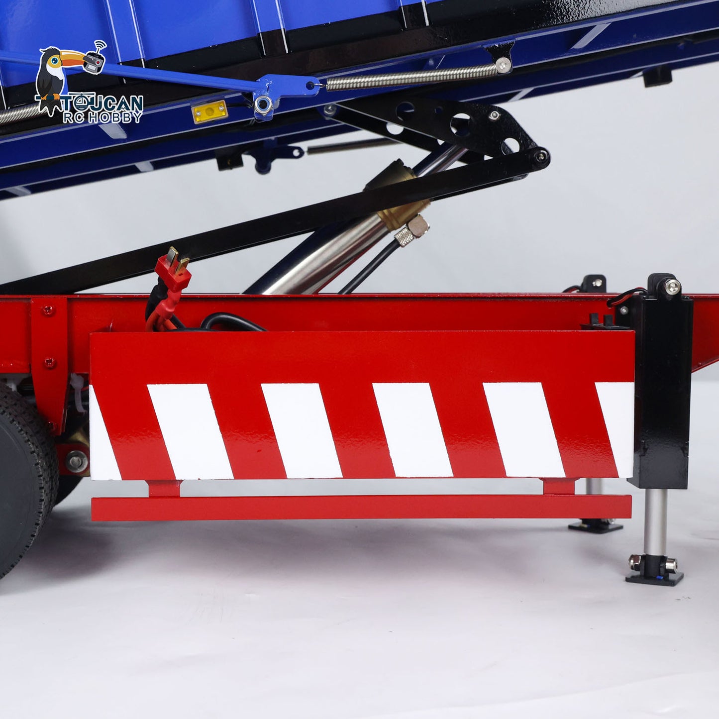 Remorque à benne basculante hydraulique à 3 essieux en métal 1/14 avec auvent électrique et camion tracteur RC
