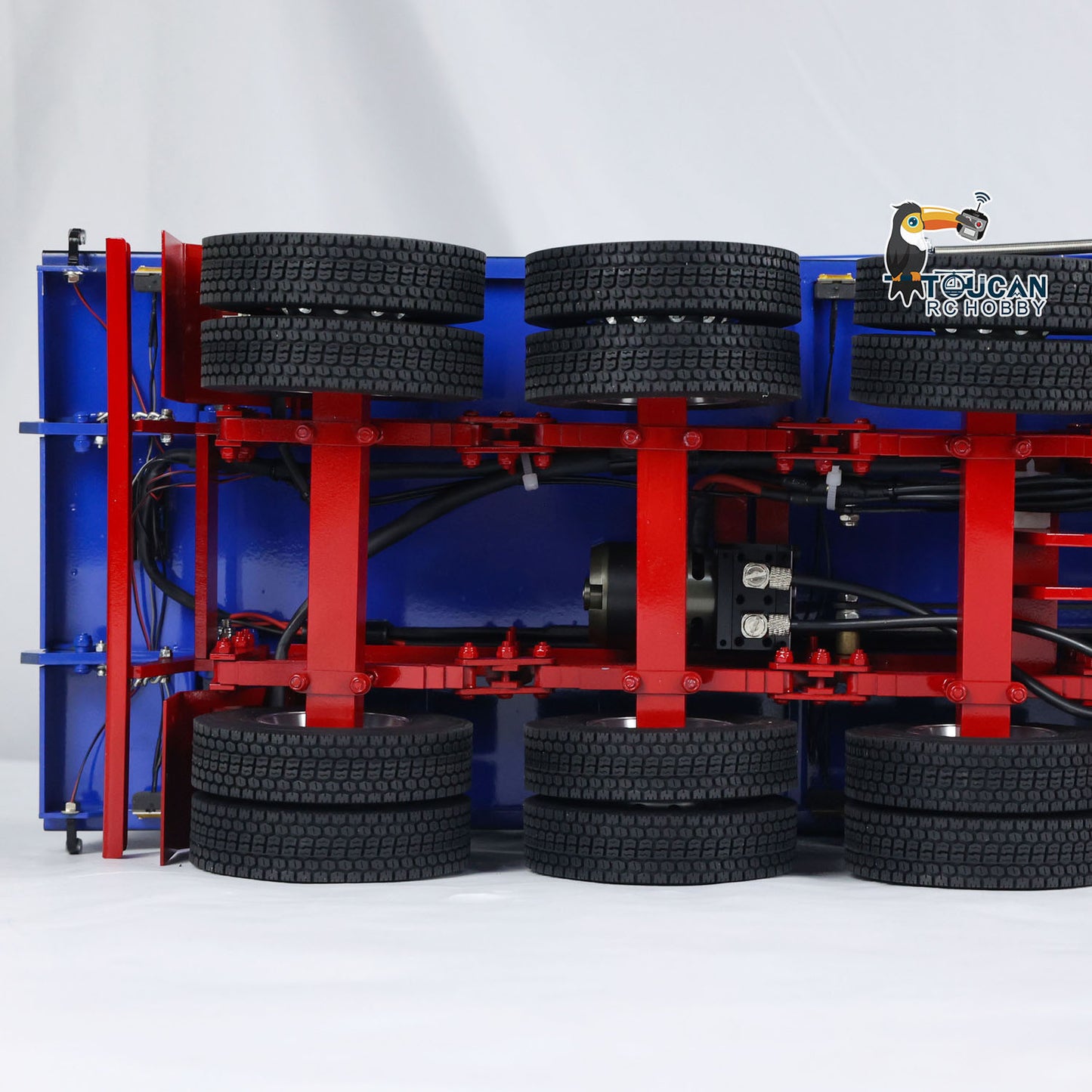 Remorque à benne basculante hydraulique à 3 essieux en métal 1/14 avec auvent électrique et camion tracteur RC