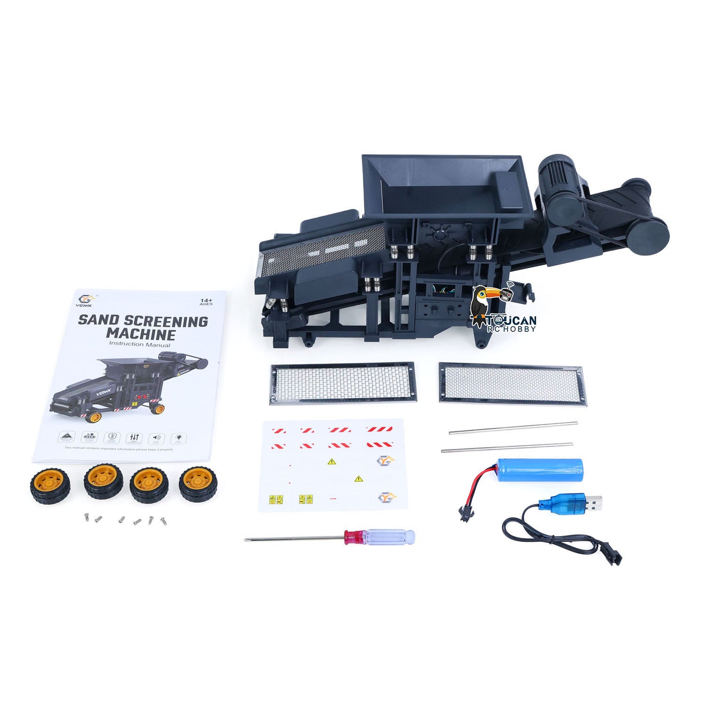 RTR 1/50 Electric Remote Control Vibrating Sand Sieve Machine RC Construction Vehicle Finished Model Battery USB Charging Cable