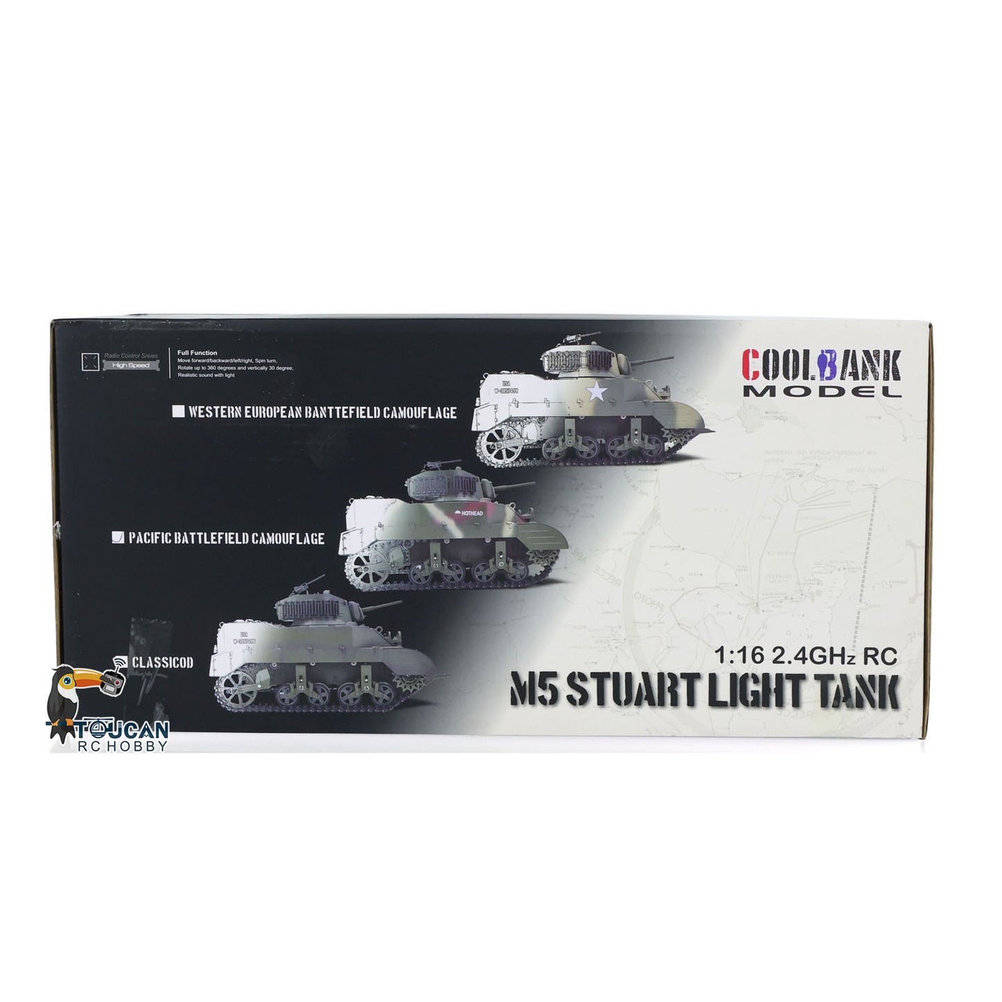 1/16 RTR RC Tank US M5A1 Stuart VI Remote Control Light Tank Two Battery Radio