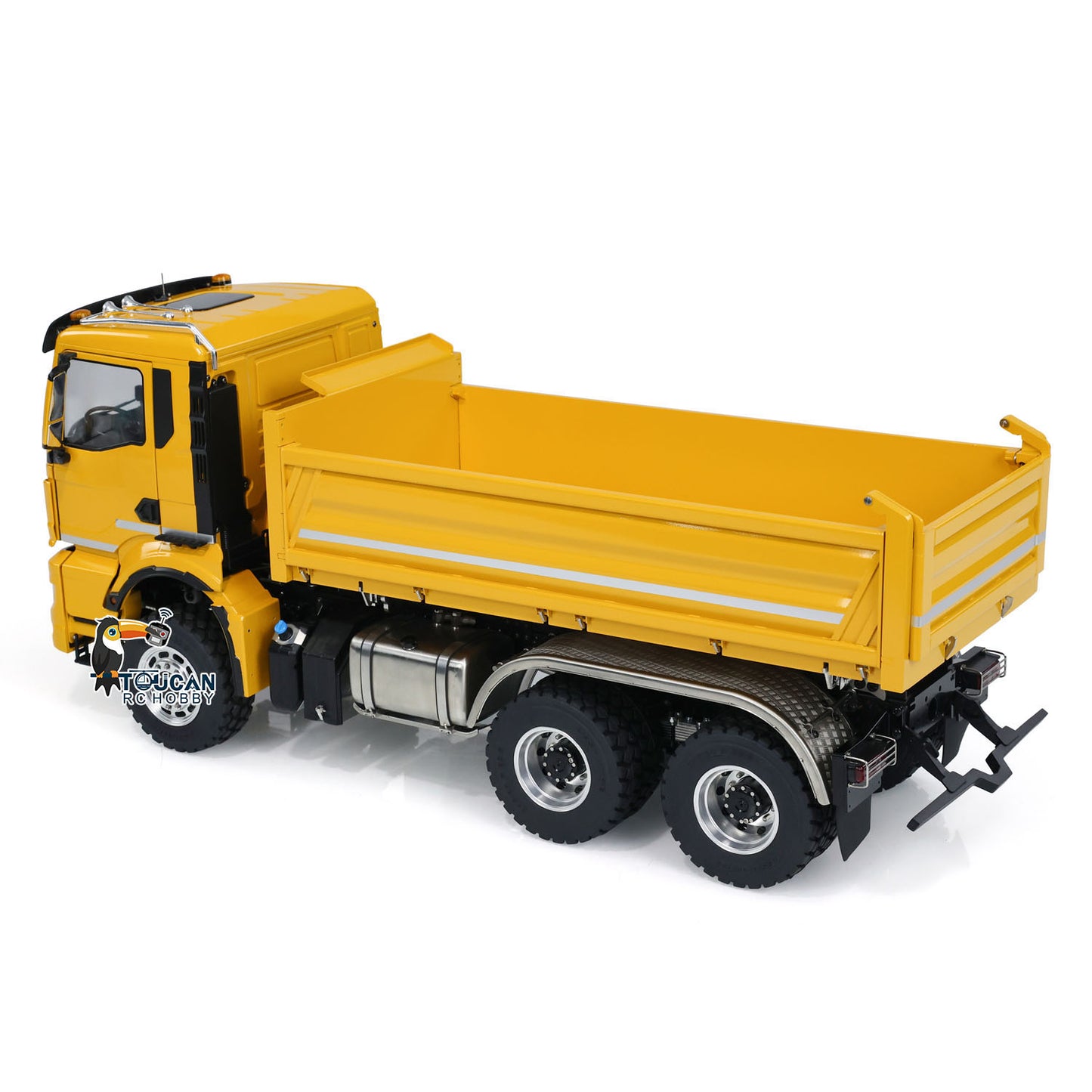 Camion à benne basculante hydraulique RC en métal 6x6 1/14 à basculement à 3 voies Châssis LESU Cabine pour homme