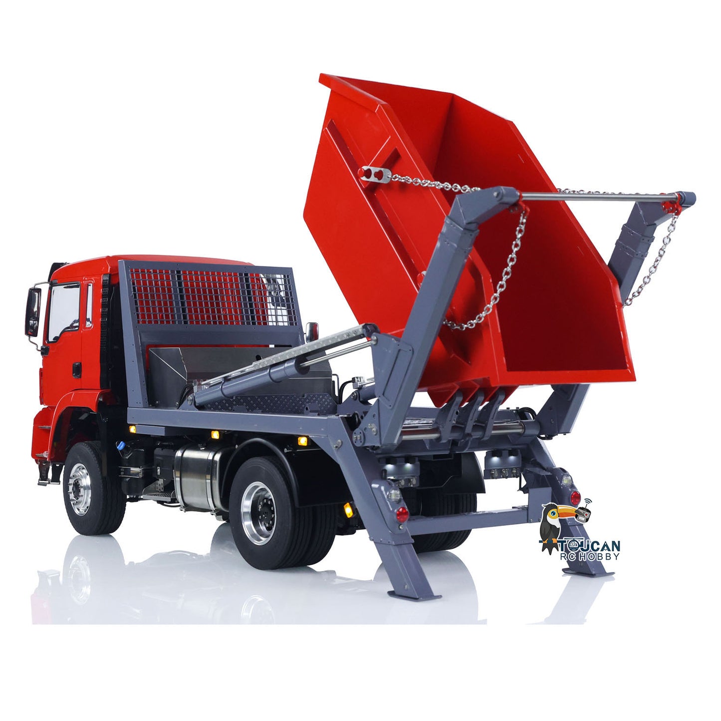LESU Metal 1/14 RC Hydraulic Swing Arm Garbage Dump Truck 4X4 RTR TGS Light Sound ST8 Radio Battery