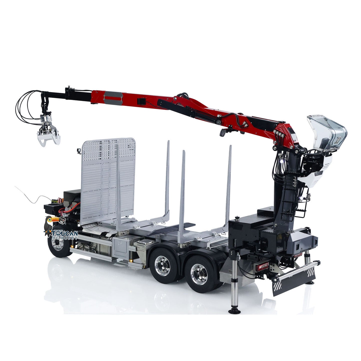 LESU 1/14 Camion forestier RC en métal avec grue hydraulique et tracteur sans cabine FH16