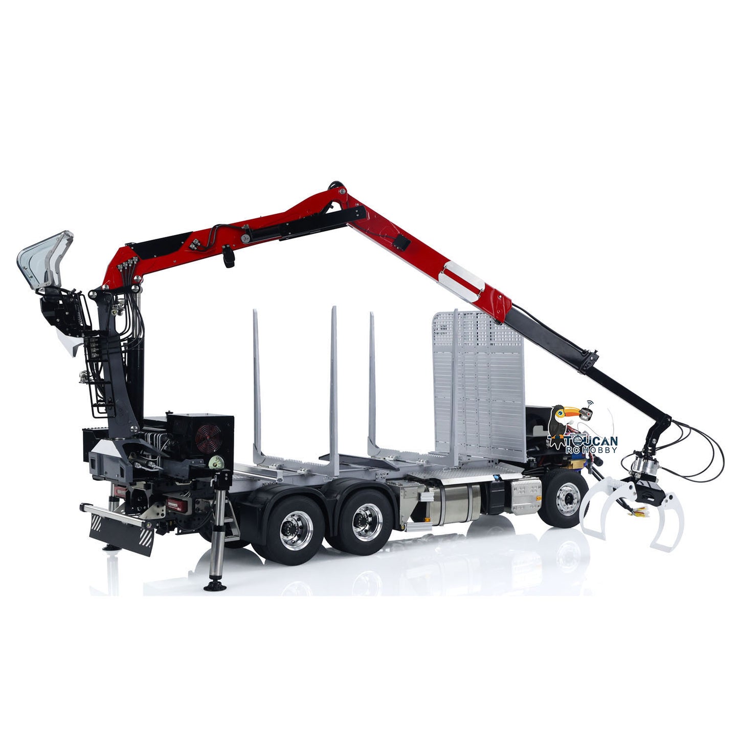 LESU 1/14 Camion forestier RC en métal avec grue hydraulique et tracteur sans cabine FH16