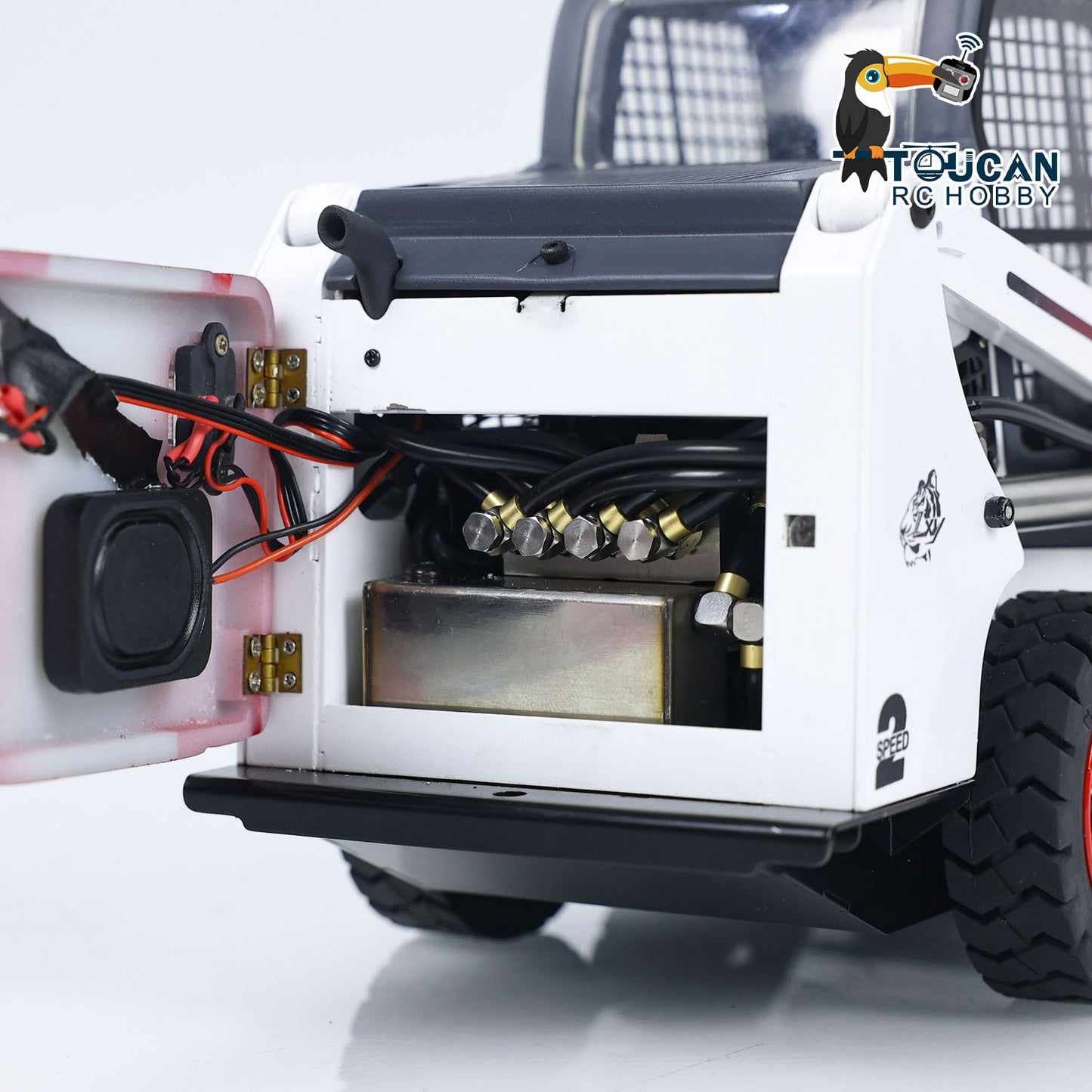 Chargeur hydraulique à direction à glissement 1/14 RC SM450 Voiture à roues télécommandée Son Lumière