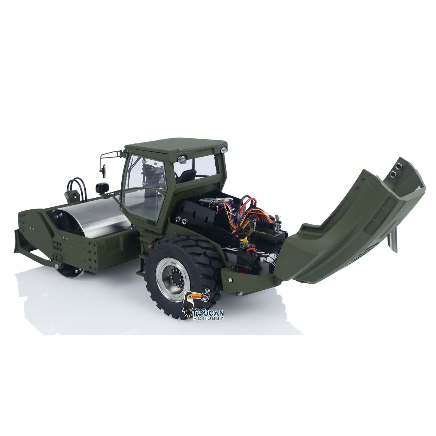 LESU 1:14 Hydraulic RC Road Roller Aoue H13i Radio Control Construction Cars RTR Model Flysky I6S Radio Battery Charger Light