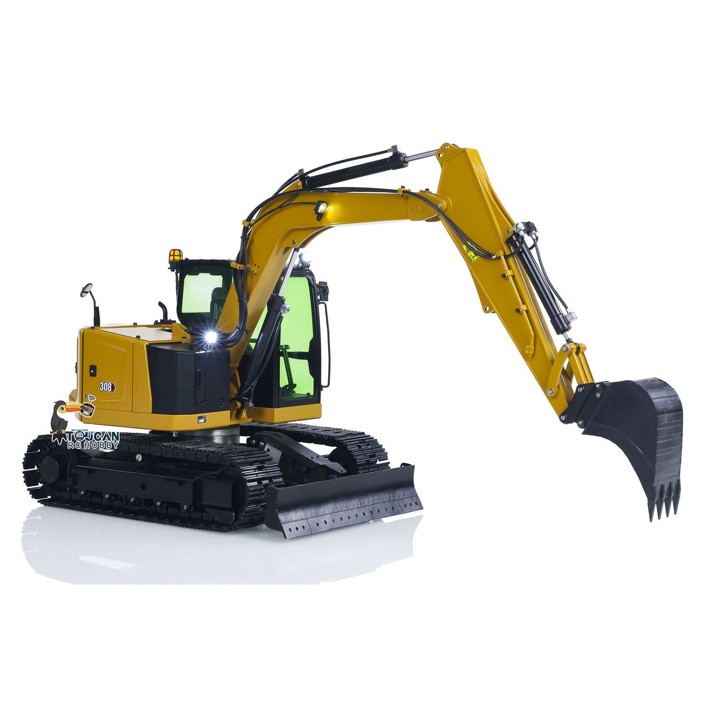 US STOCK Metal 1/14 RC Hydraulic Excavator C308 Radio Controlled Digger Construction Vehicle RTR Model Flysky ST8 Radio Battery