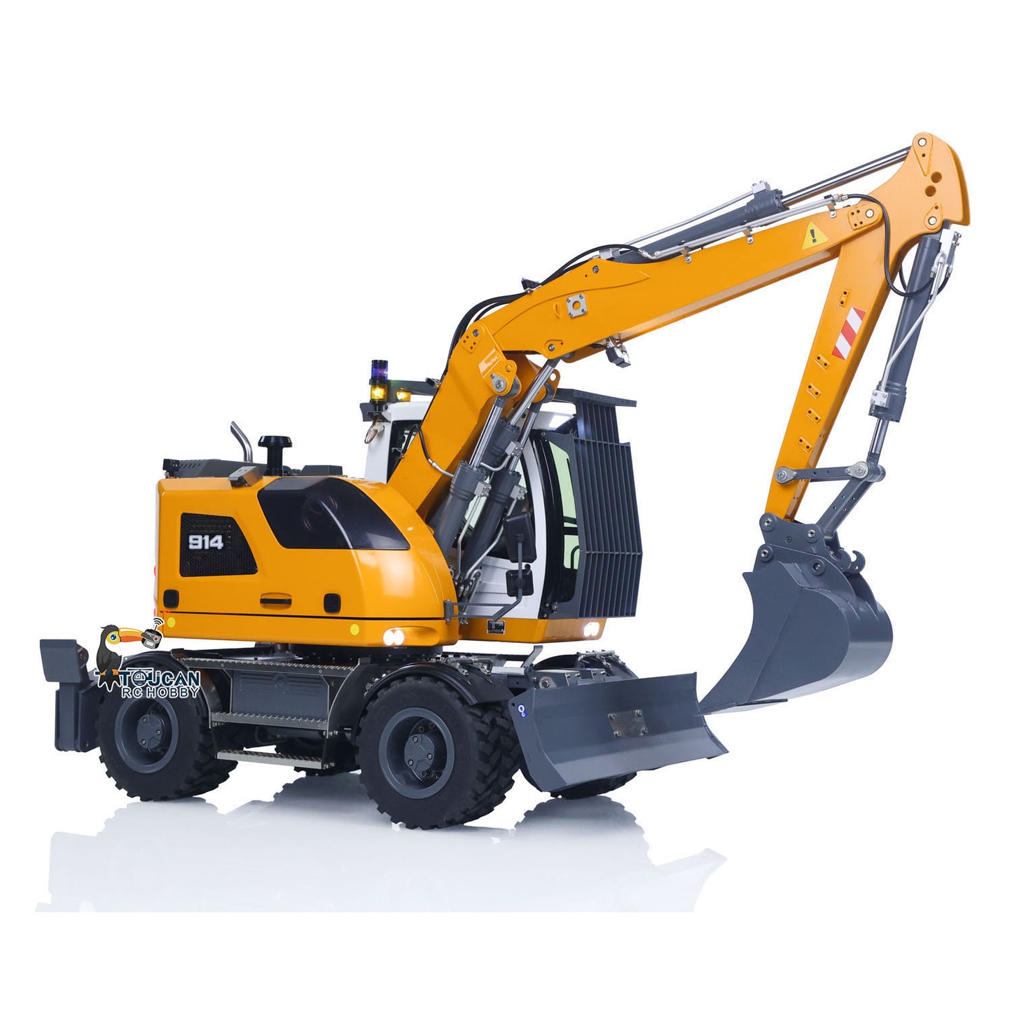 1:14 RC Hydraulic Wheeled Excavator LR914 8-ways Valve 4x4 Digger Engineering Vehicle RTR Axle Lock Upgrade Brushless Motor ESC