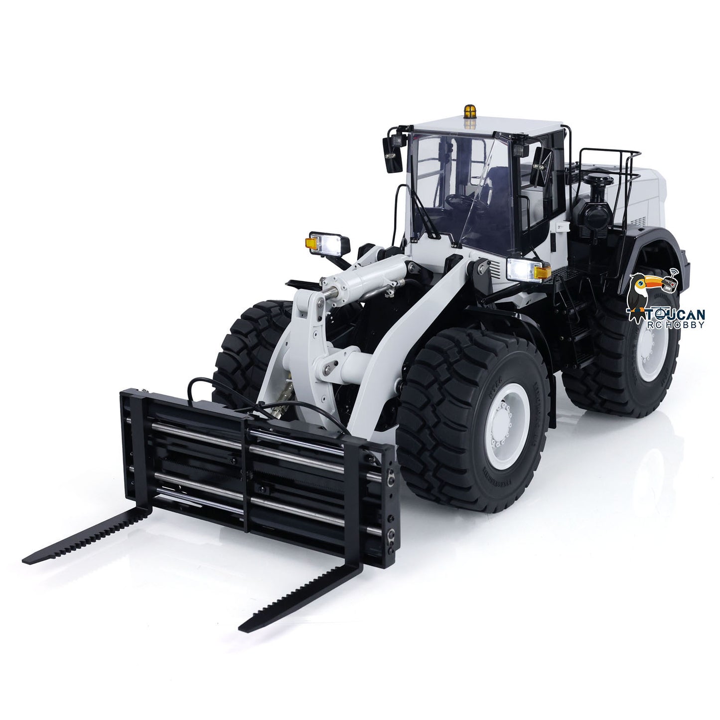 Metal 1/14 RC Hydraulic Loader WA480 Heavy Construction Machine Differential Lock Axles Quick Coupler Fork Light Sound ST8