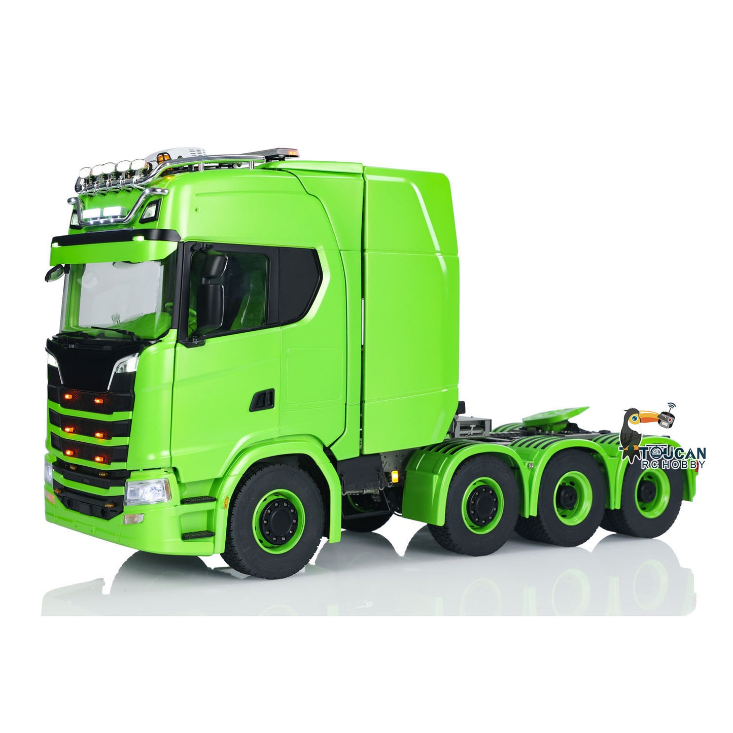 8x8 Metal Chassis 1/14 RC Tractor Truck 770S Remote Control Lorry ST8 Radio Battery RTR Warning Lights Spotlight Magnetic Roof