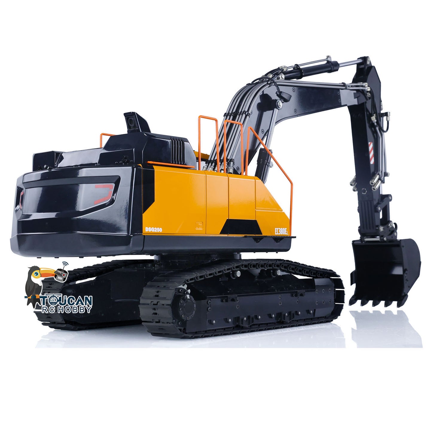 MTM 1/14 EC380 RC 2 Arms Metal Hydraulic PNP Tracked Excavator Digger With Ripper Grab