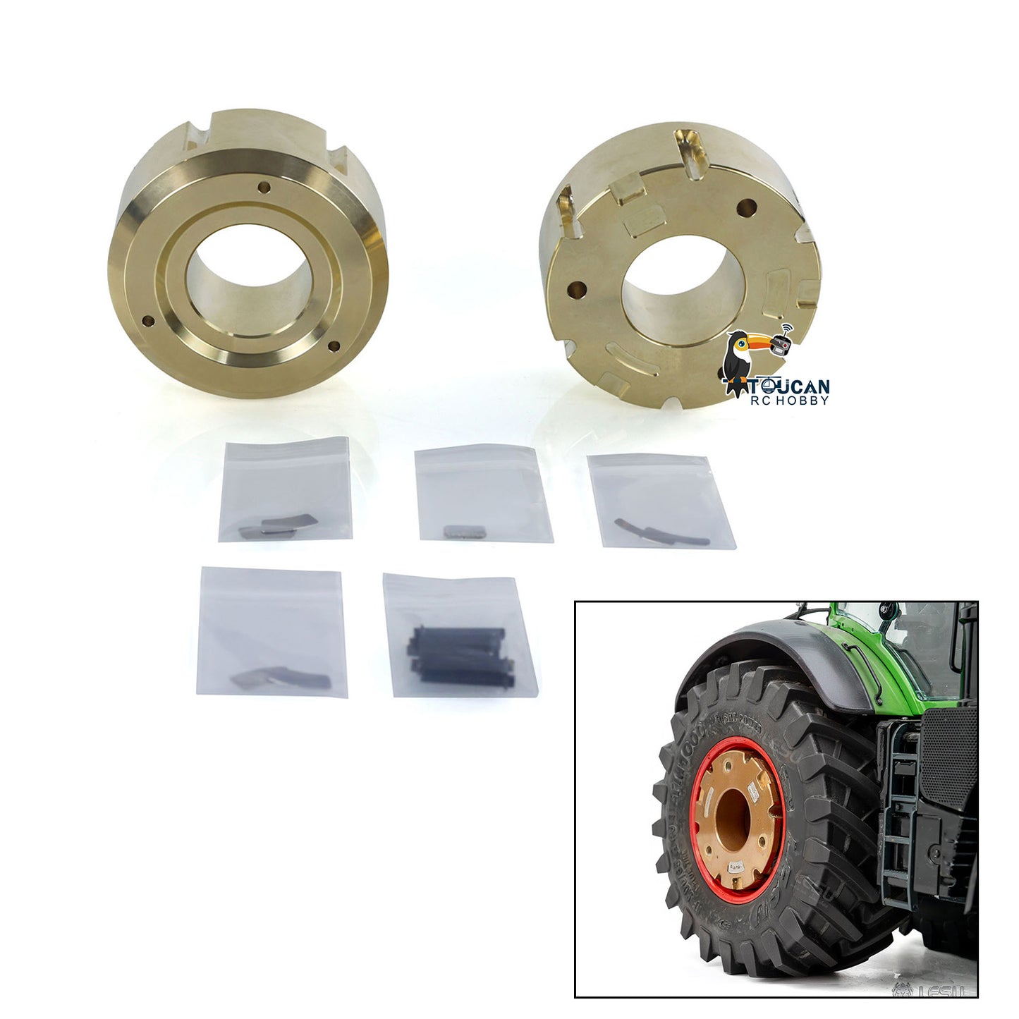 Pre-Order Aluminum Alloy & Brass Front Weight Increasing Module Rear Counterweight for LESU 1/14 Hydraulic RC Tractor AOUE 1050 Farm Truck DIY