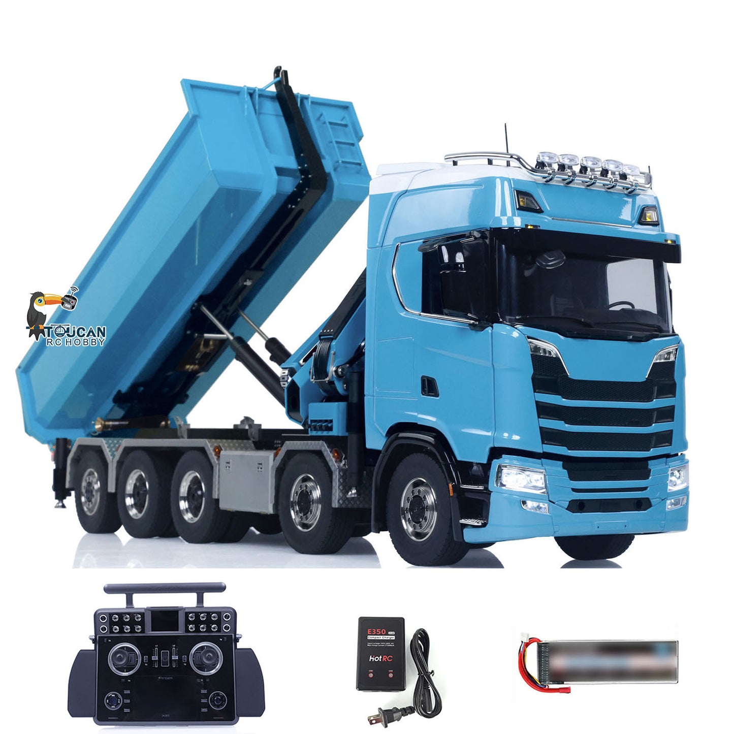 SA770S 1/14 RC Camion à benne basculante à grue hydraulique 10X10 Voiture à benne basculante complète radiocommandée