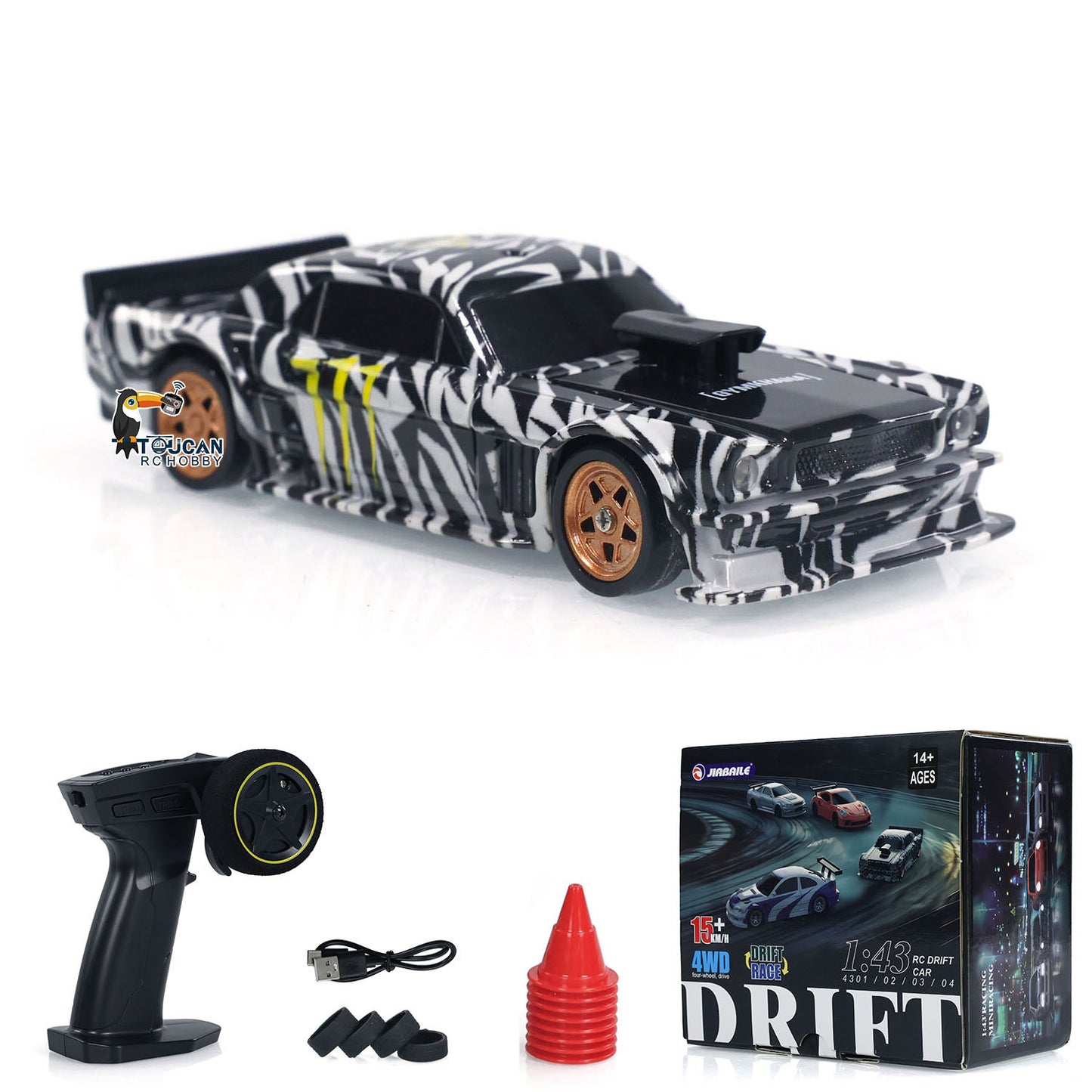 【FREE SHIPPING】US STOCK 4PCS 1/43 Radio Control Drift Car 4WD RC 2.4g Mini Race Car High Speed Model Toy