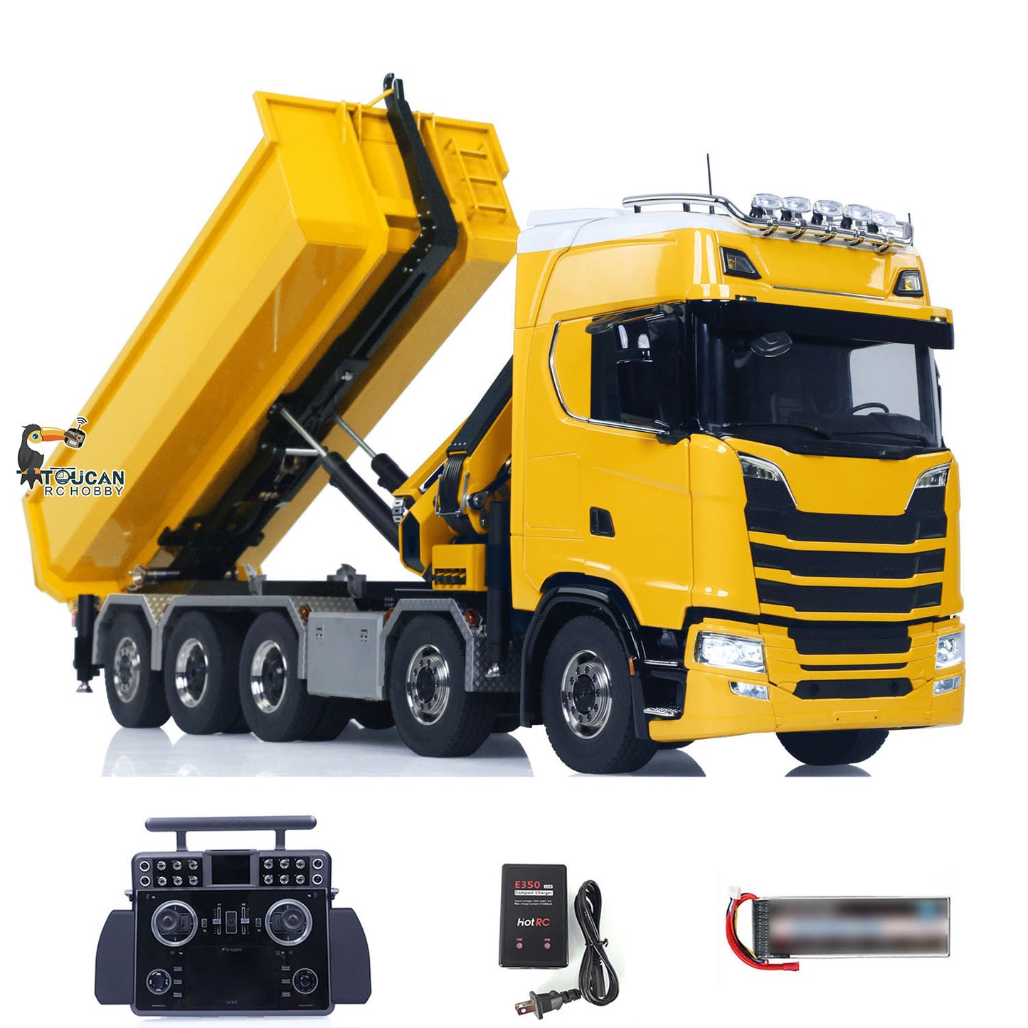 SA770S 1/14 RC Camion à benne basculante à grue hydraulique 10X10 Voiture à benne basculante complète radiocommandée