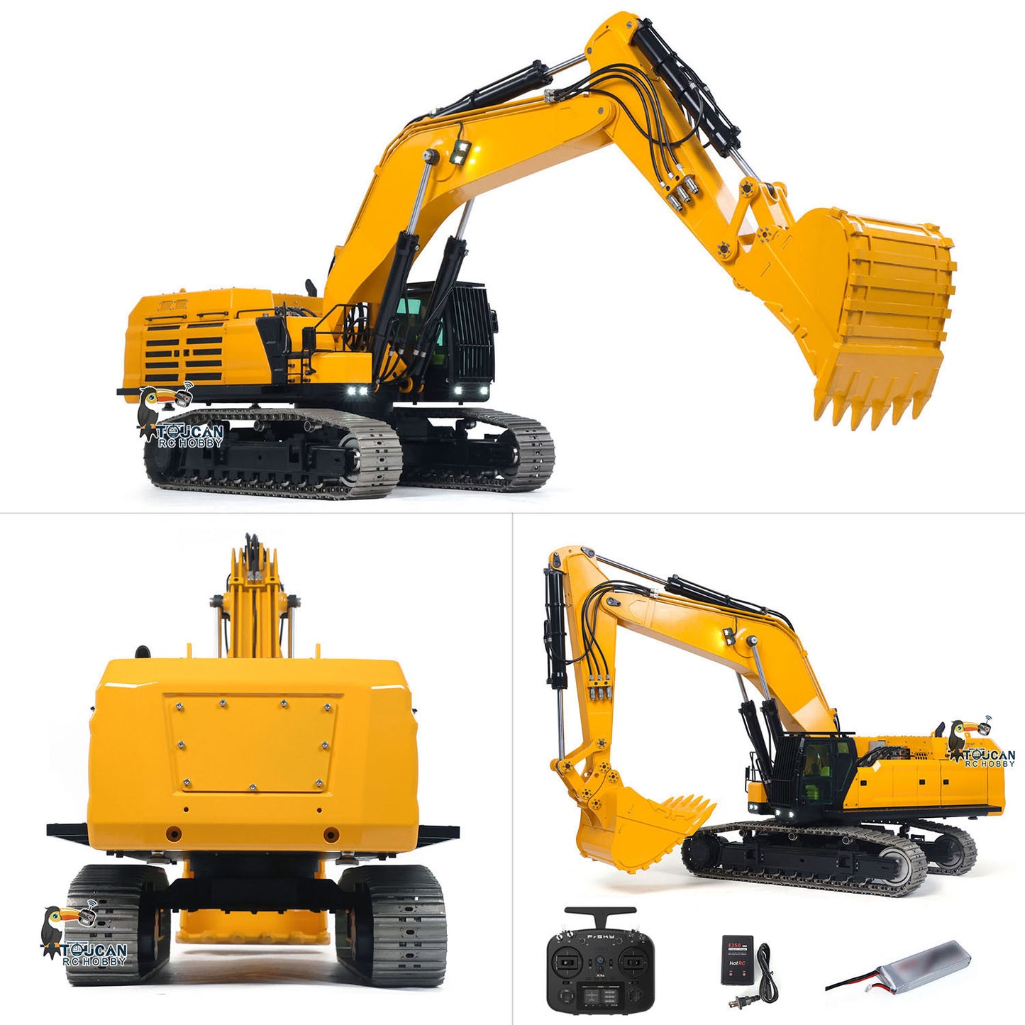 Heavy Machine 1/14 RC Hydraulic Excavator 395F Metal Digger RTR Model Car 1.0L Dual Pump Frsky X14 Radio Battery