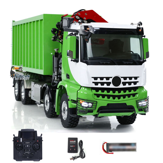 Metal LESU 1/14 RC Hydraulic Crane Dump Truck 8x8 RTR Car 3348 Dumper Waste Bin