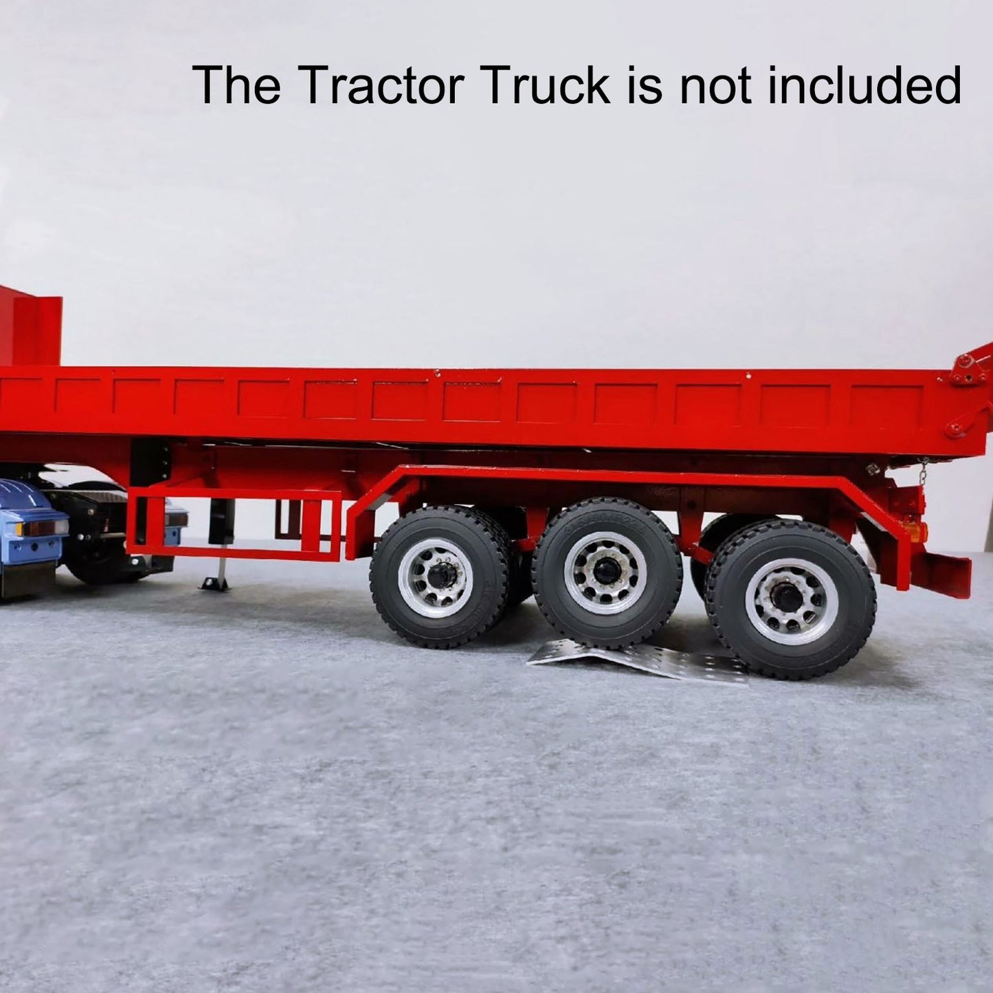 1/14 Full Metal 3Axles Remote Control Low Bed Dump Trailer Tipper Cars Electric Legs for Tamiya LESU RC Tractor Truck No Battery and Charger