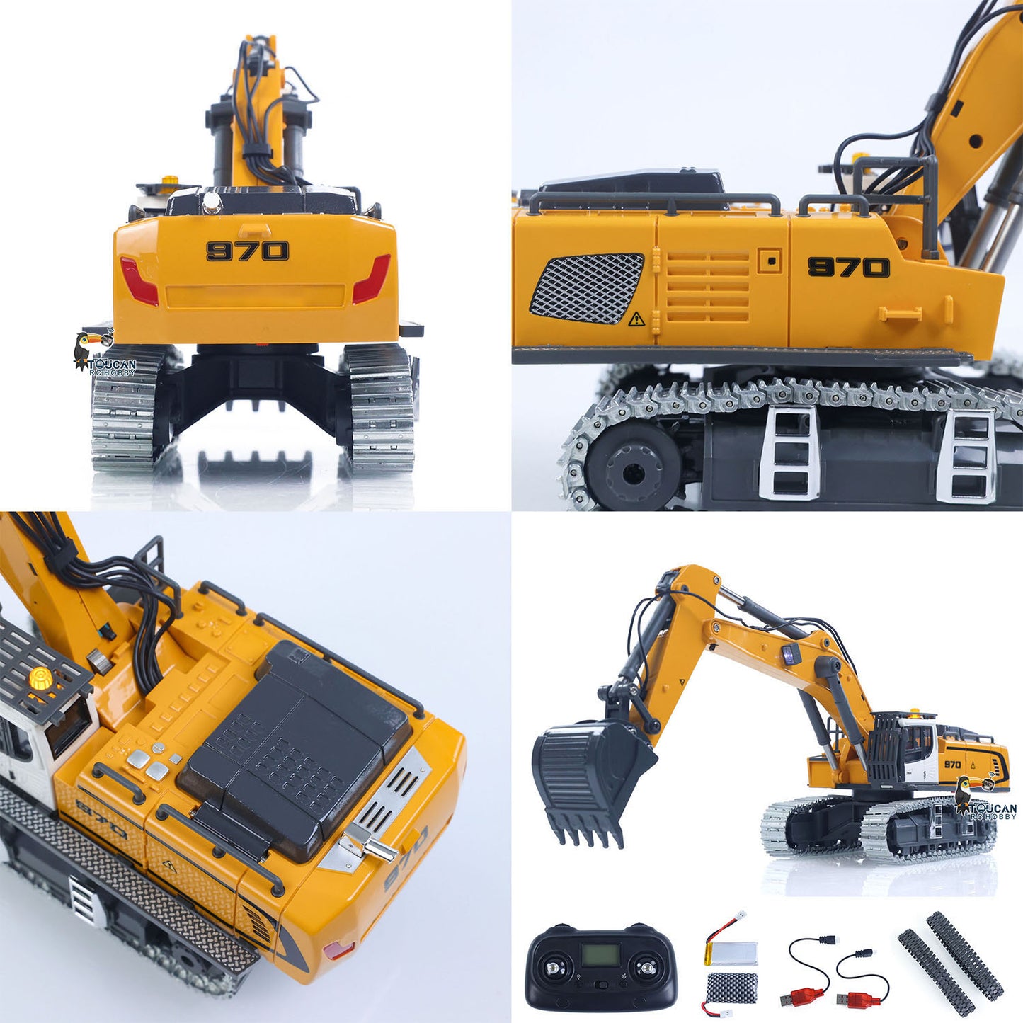 1/50 RC Excavator K970 Engineering Vehicle Remote Control Electric Lifting Digger Metal Bucket Tracks Light Sound RTR Battery