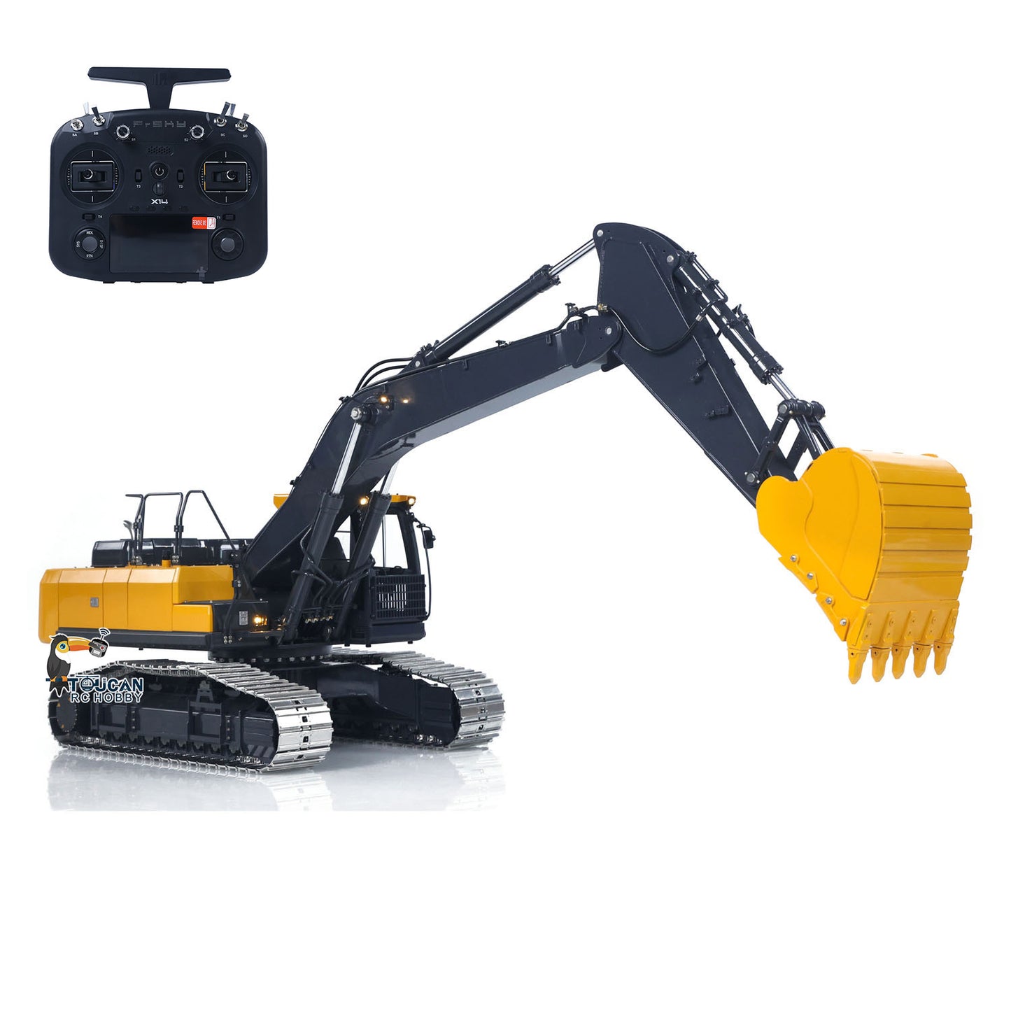 Super Frog Metal 1/14 RC Hydraulic Excavator E400 Standard Type Digger Model 3 Pumps 4CH Valve Frsky X14 Radio