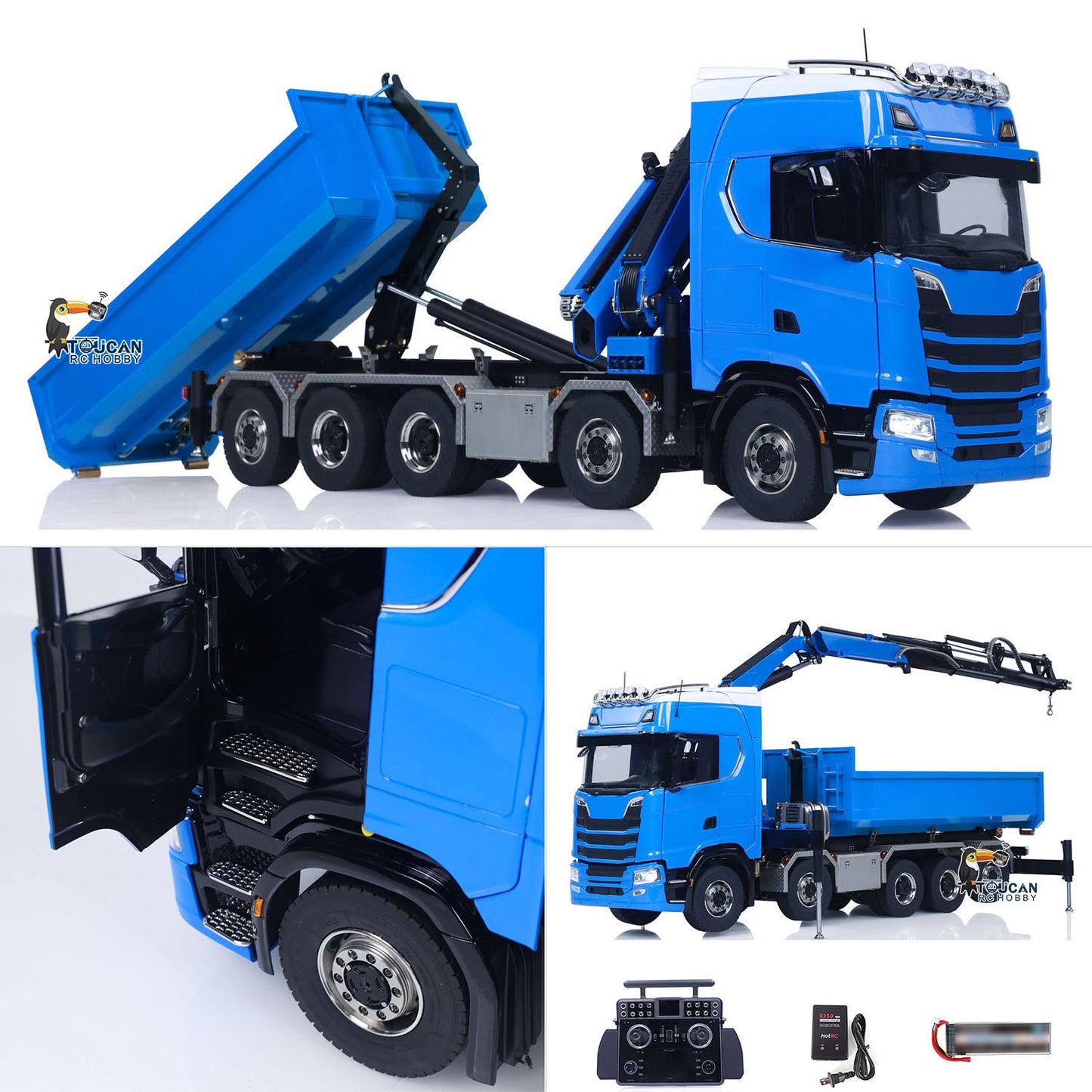 SA770S 1/14 RC Camion à benne basculante à grue hydraulique 10X10 Voiture à benne basculante complète radiocommandée