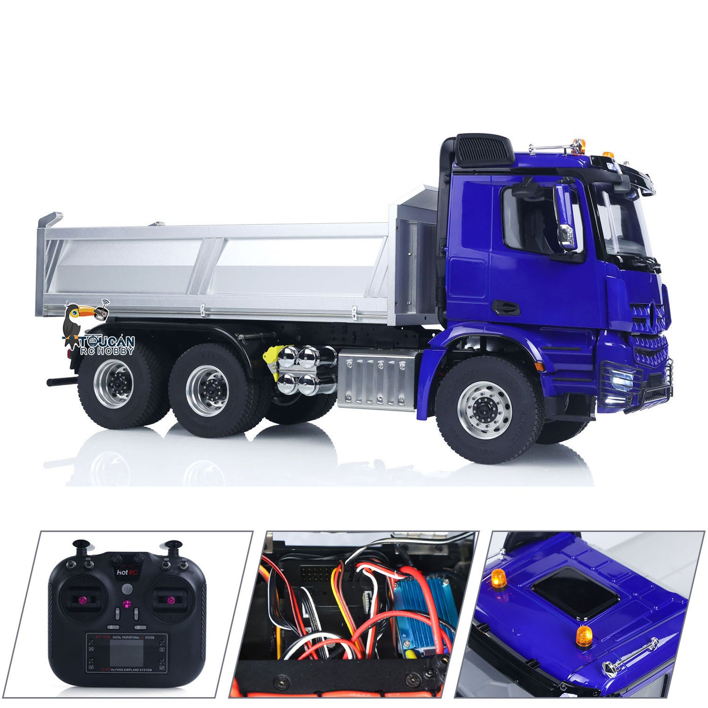 6x6 1/14 RC Hydraulic Dump Truck 3348 2025 Tipper Metal Axles Gearbox Suspension Bucket Oil Tank Light Sound