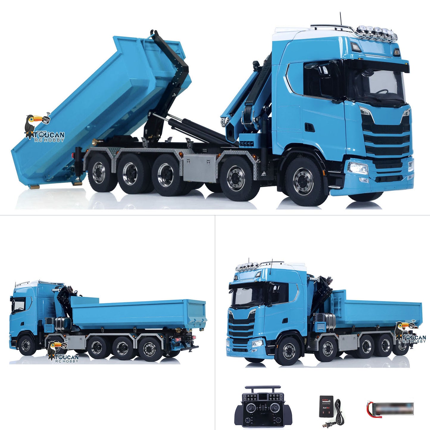 SA770S 1/14 RC Hydraulic Crane Dump Truck 10X10 Radio Controlled Full Dumper Car