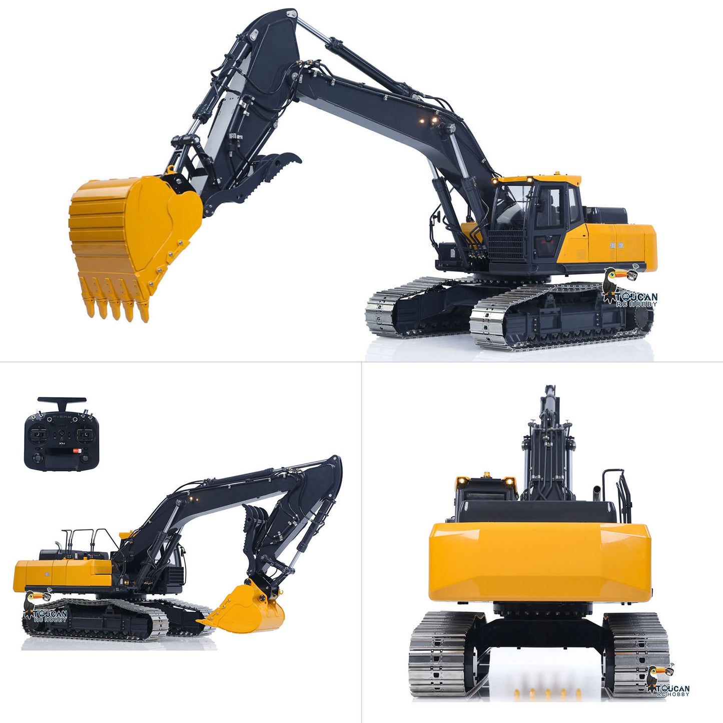 Super Frog 3 Pumps E400 Pro 6CH Valve Thumb Type 1/14 RC Hydraulic Excavator Metal Digger Frsky X14 Radio Sound