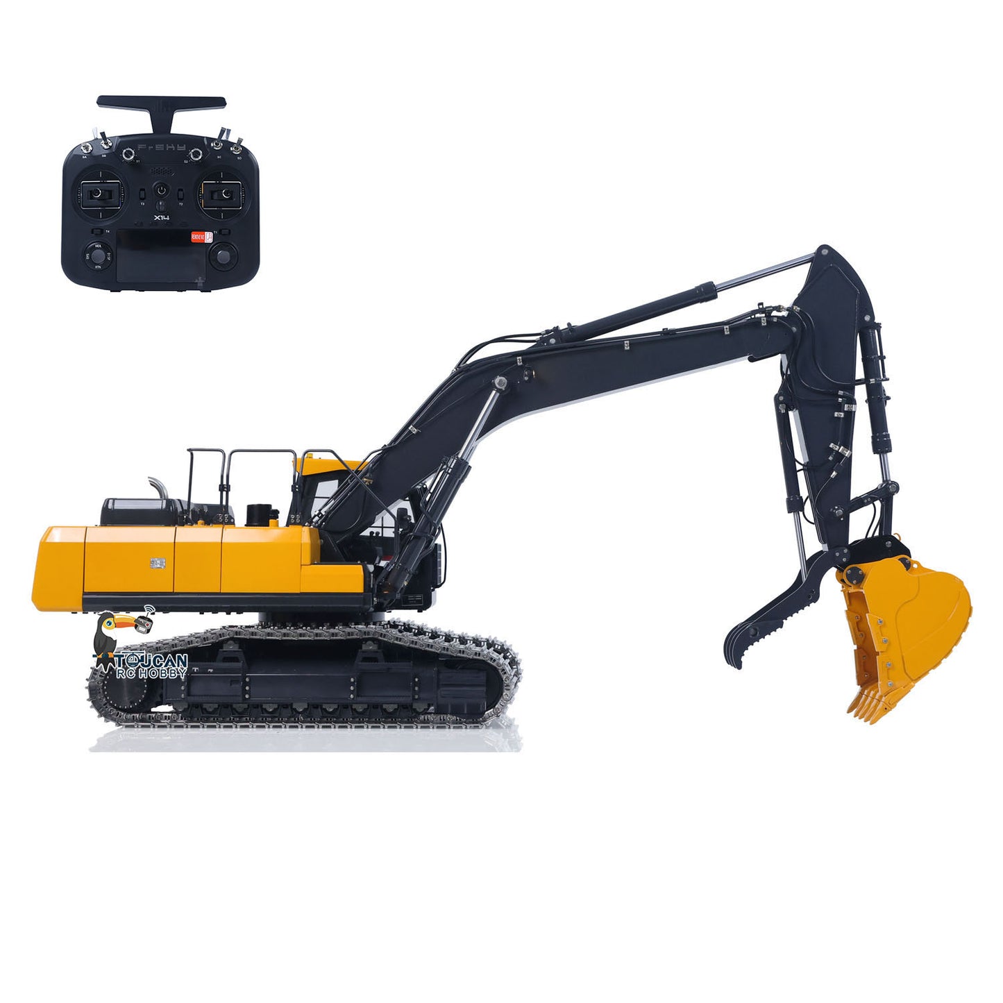 Super Frog 3 Pumps E400 Pro 6CH Valve Thumb Type 1/14 RC Hydraulic Excavator Metal Digger Frsky X14 Radio Sound