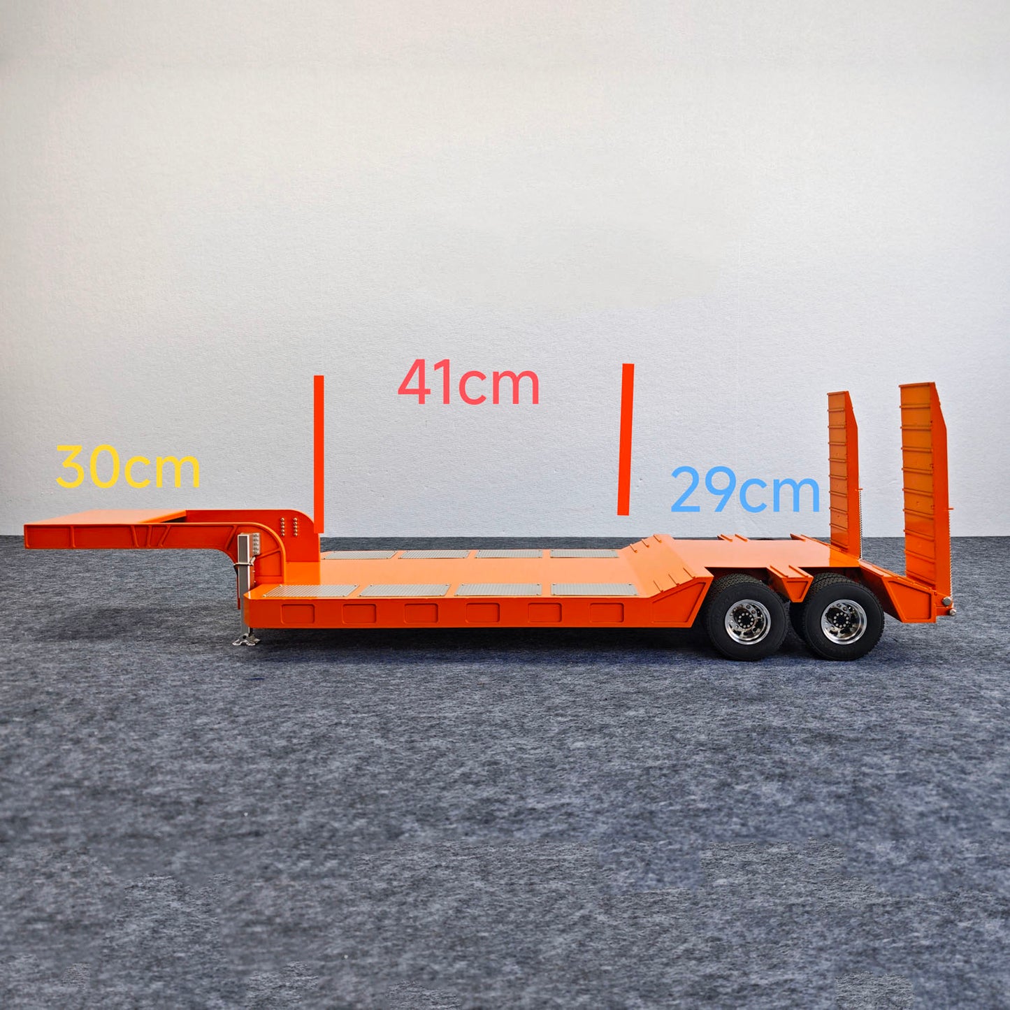 2 Axles Metal Lowboy Semi Trailer Spring Support Legs Tail Plate for 1/14 DIY Tamiya Remote Control Tractor Truck No Light Remote Controller