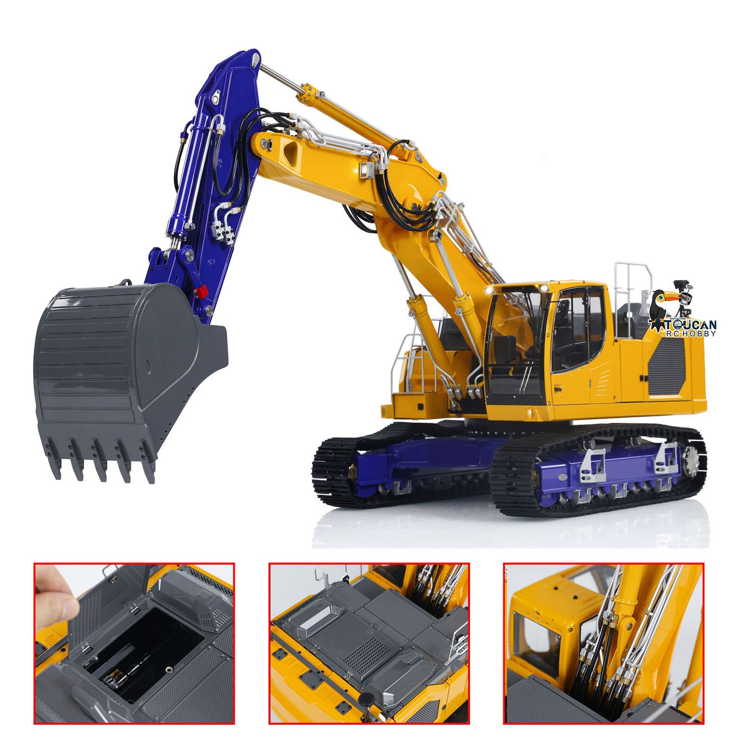 LESU 1/14 3-bras Aoue-LR945 RC Pelle hydraulique PNP Modèle Système d'éclairage