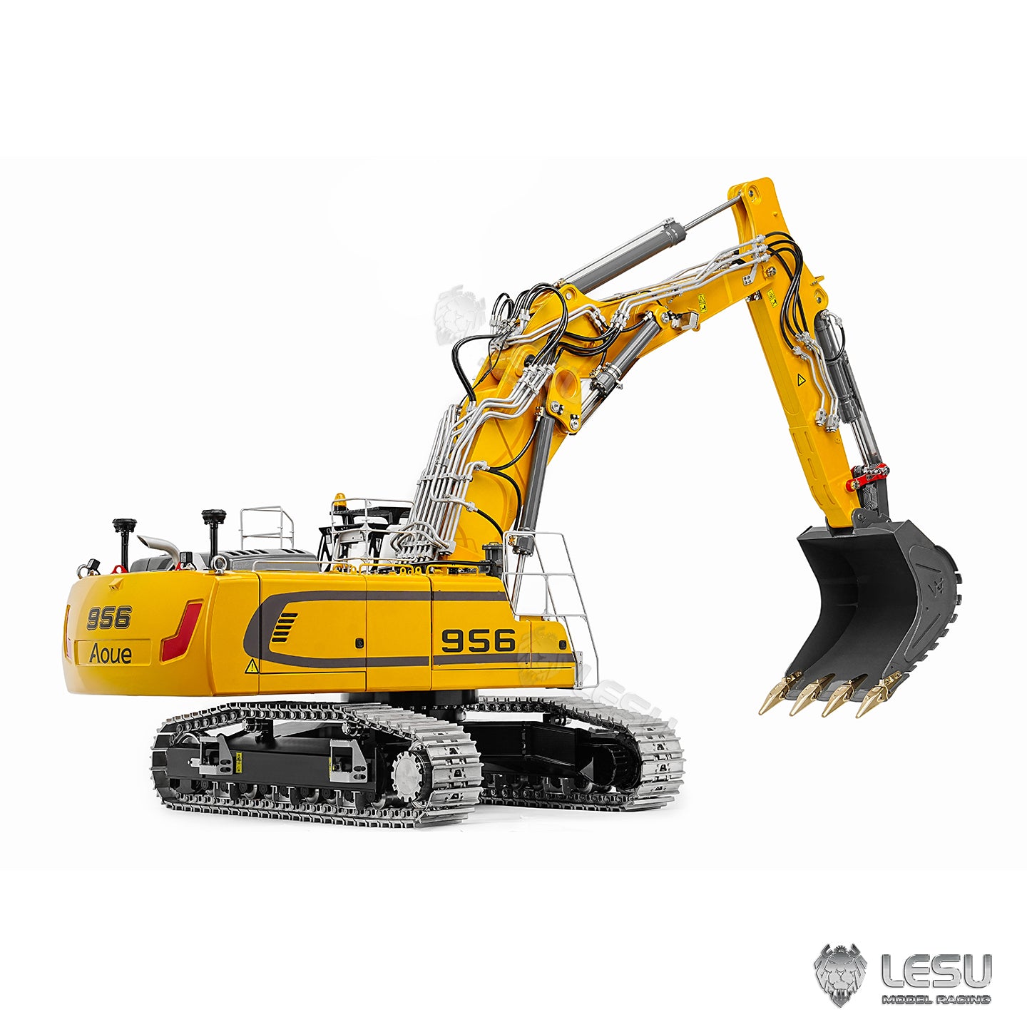 LESU 1/14 RC Hydraulic Excavator LR956 Metal 3 Arms Digger Model 4+3CH Valve Dual Pumps Light Flysky PL18EV LITE