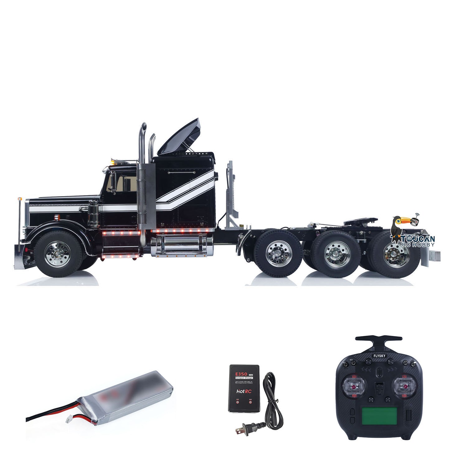 TOUCAN 8X4 1/14 RC king hauler Tractor Truck Model 3Speed Lorry Car Chassis Suspension Flysky ST8 Radio Battery