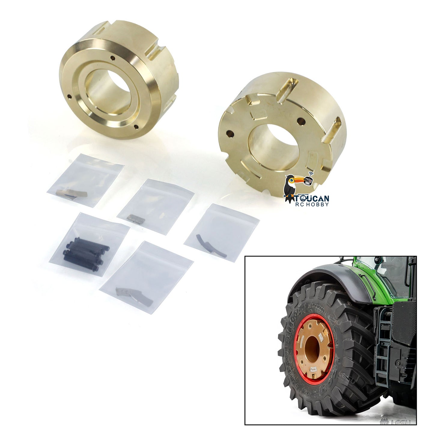 Pre-Order Aluminum Alloy & Brass Front Weight Increasing Module Rear Counterweight for LESU 1/14 Hydraulic RC Tractor AOUE 1050 Farm Truck DIY