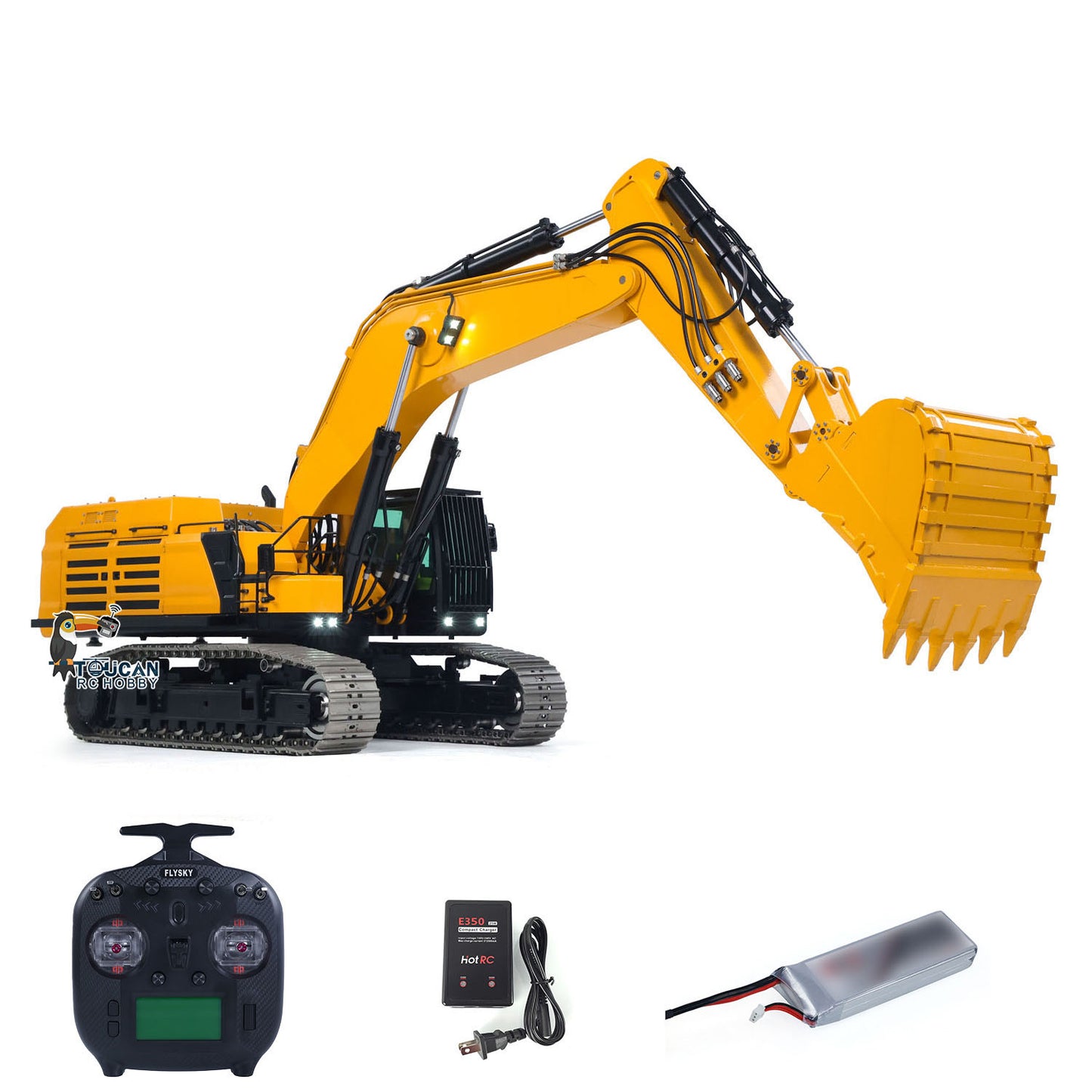 55KG Metal 1/14 RC Hydraulic Excavator 395F Digger Dual Pump RTR Heavy Machine Flysky ST8 Radio Battery 6CH Valve