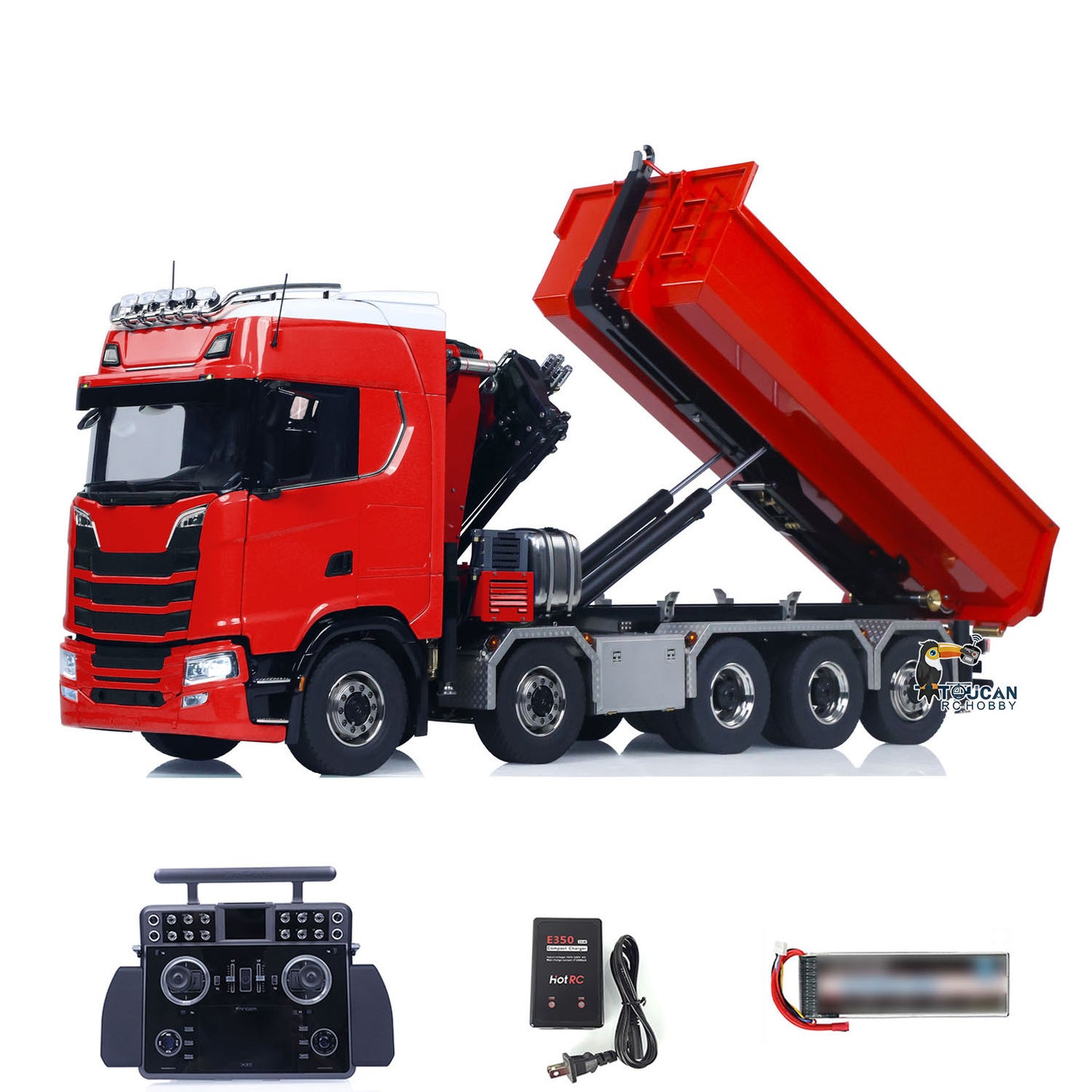 SA770S 1/14 RC Camion à benne basculante à grue hydraulique 10X10 Voiture à benne basculante complète radiocommandée
