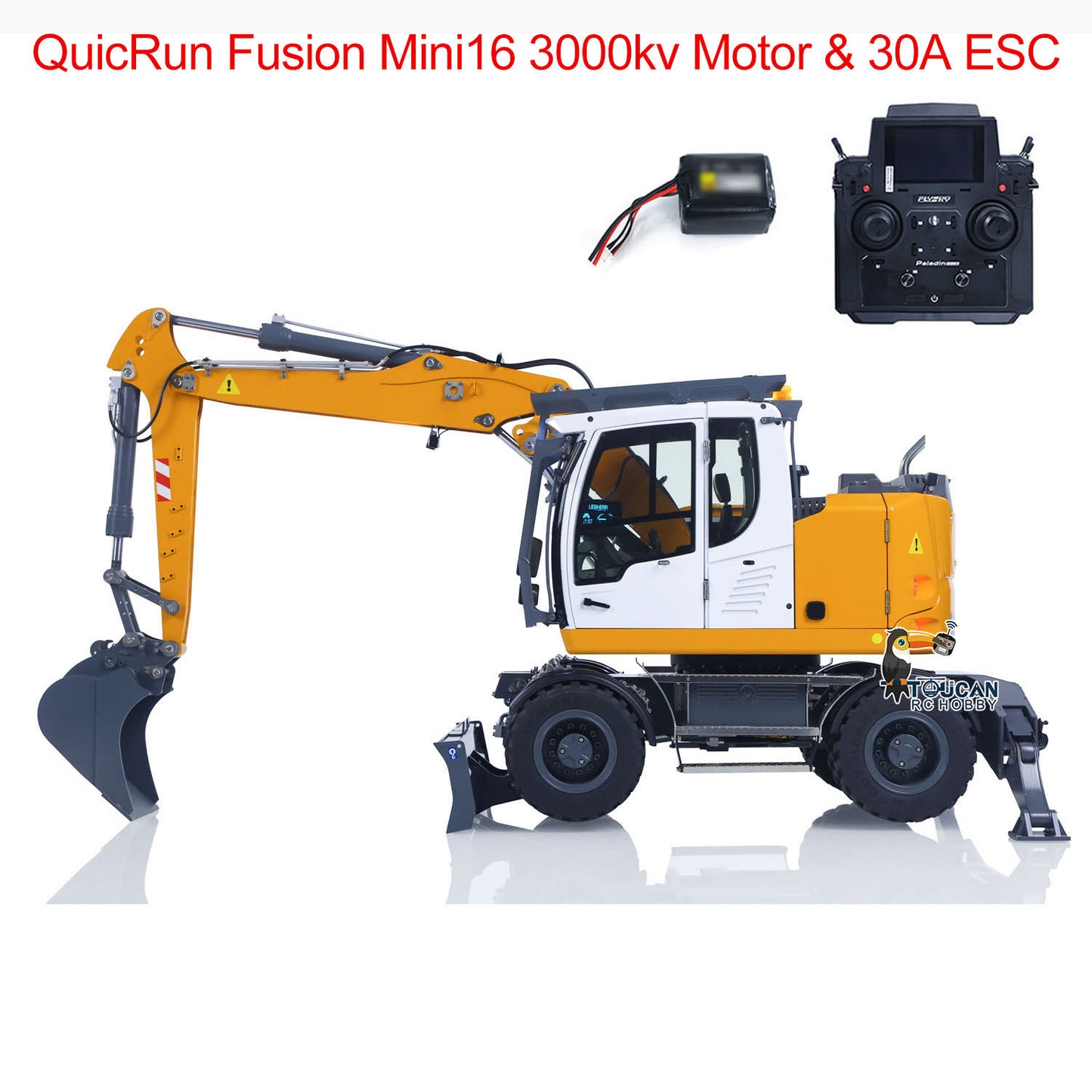 1:14 RC Hydraulic Wheeled Excavator LR914 8-ways Valve 4x4 Digger Engineering Vehicle RTR Axle Lock Upgrade Brushless Motor ESC