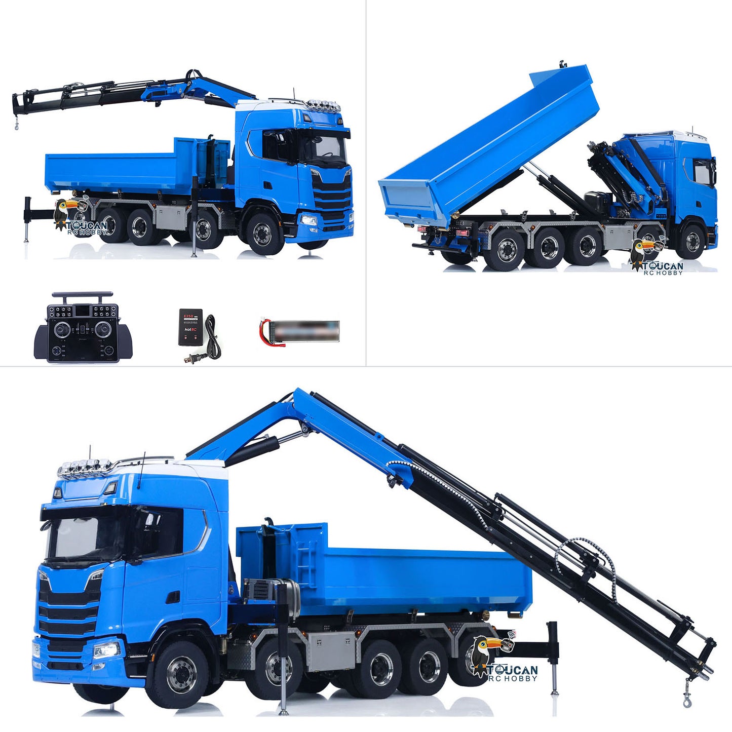 SA770S 1/14 RC Hydraulic Crane Dump Truck 10X10 Radio Controlled Full Dumper Car