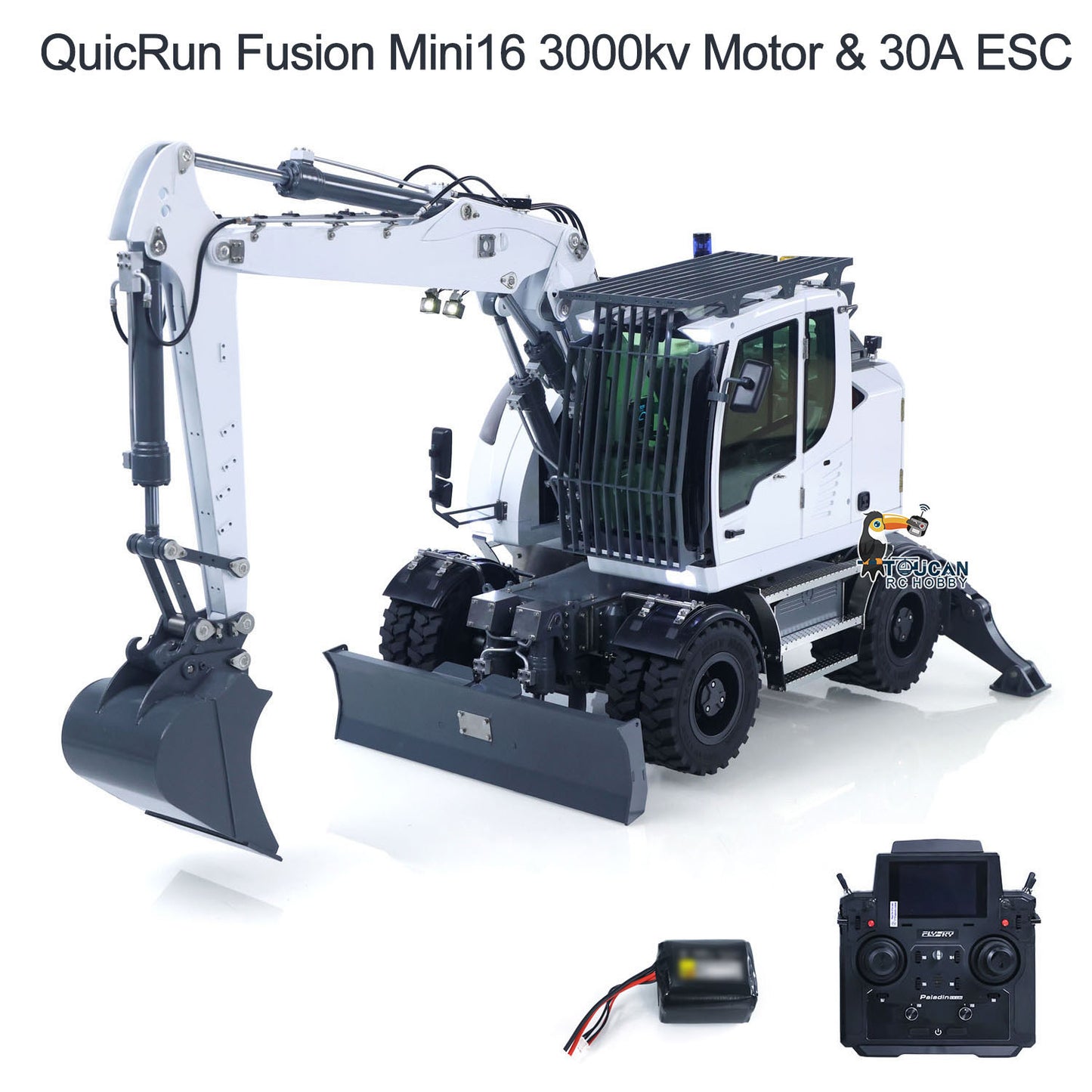 1:14 RC Hydraulic Wheeled Excavator LR914 8-ways Valve 4x4 Digger Engineering Vehicle RTR Axle Lock Upgrade Brushless Motor ESC