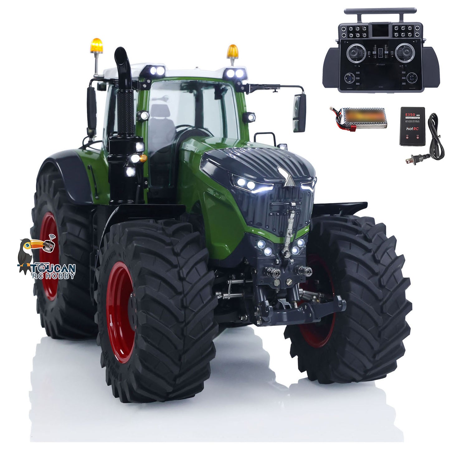 LESU AOUE 1050 4x4 1/14 Tracteur RC hydraulique en métal avec radio, batterie, unité de fumée, système sonore de mise à niveau