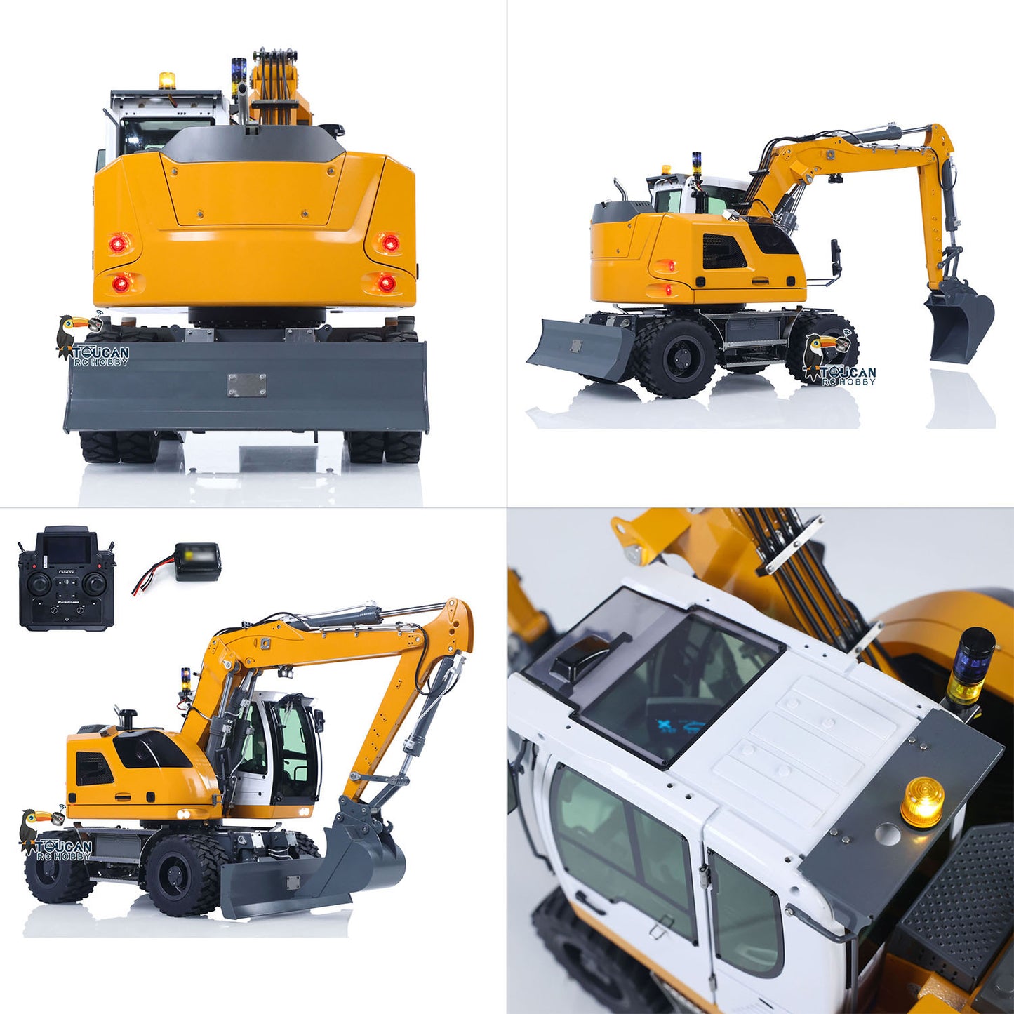 1/14 RC Hydraulic Wheeled Excavator LR914 8-ways Valve RTR Metal Remote Control 4*4 Digger Model Axle Lock Flysky PL18EV Lite