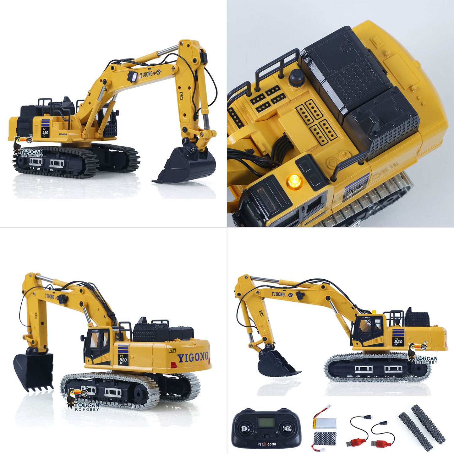 1/50 RC Digger PC520 Electric Liftingl Excavator Engineering?Vehicle Metal Tracks Lights Sound Small Toy Collection