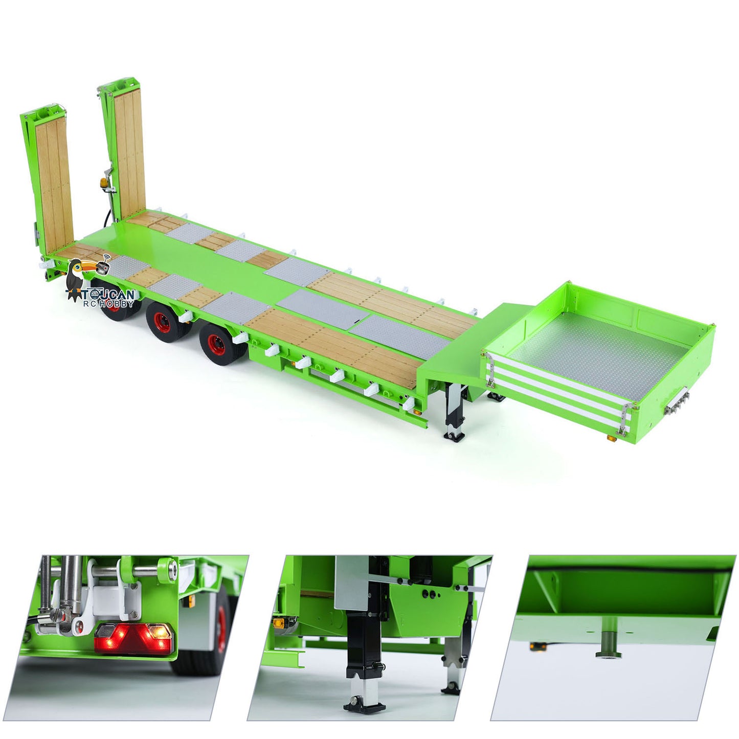 1/14 LESU Metal Trailer Hydraulic Lifting Tailboard Electric Legs Painted for RC Tractor Truck DIY Radio Controlled Lorry Car