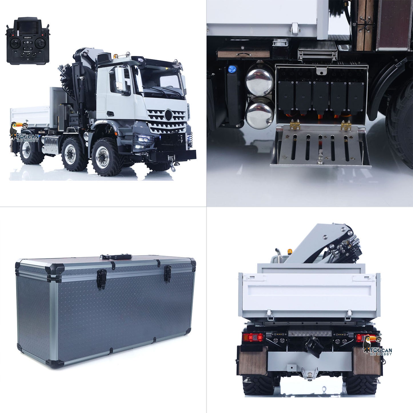 4151 AK Metal 1/14 RC Tractor Truck with Hydraulic Crane Fly Jib Arm Bucket 6*6 Remote Control Farm Car 3Speed Model Lorry Sound