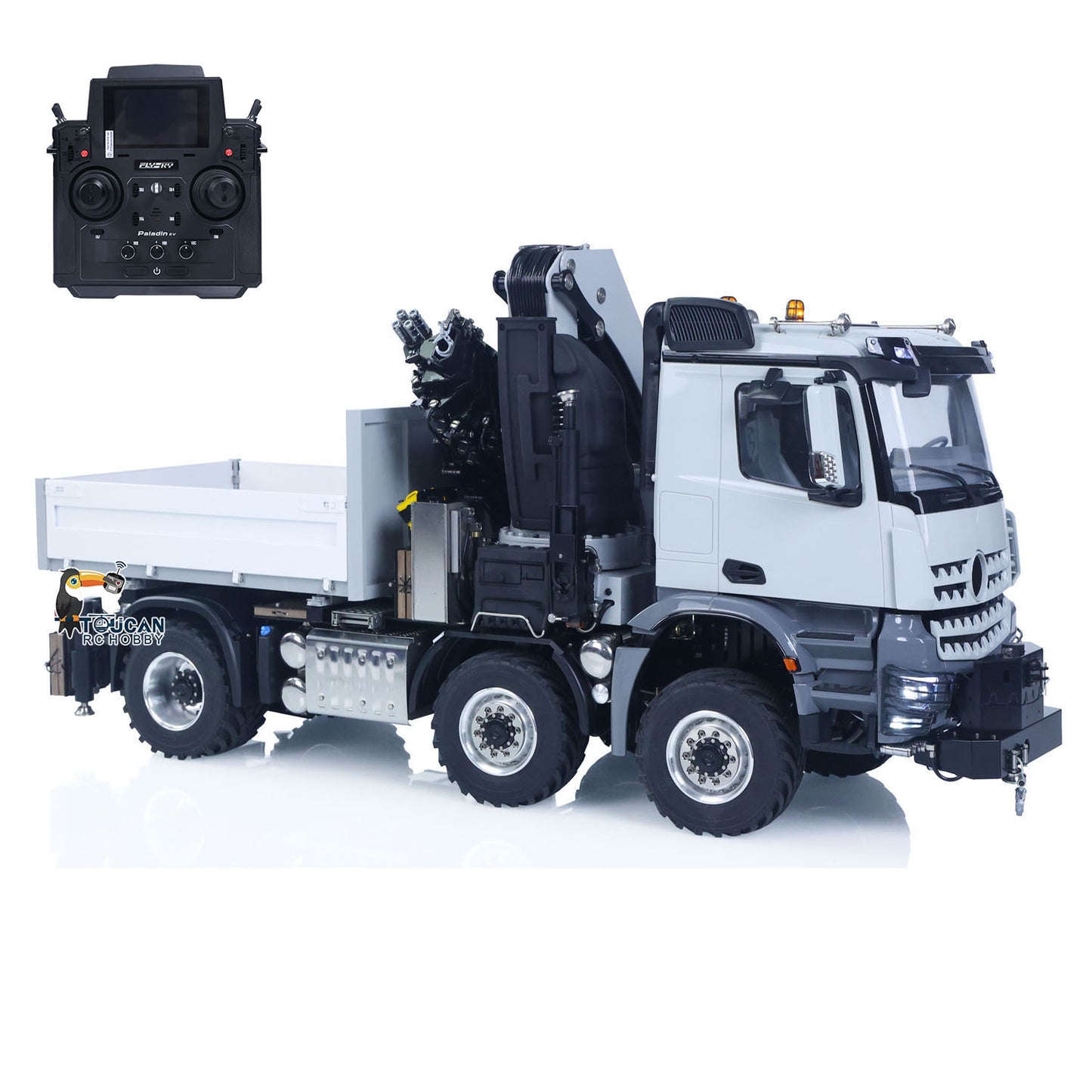4151 AK Metal 1/14 RC Tractor Truck with Hydraulic Crane Fly Jib Arm Bucket 6*6 Remote Control Farm Car 3Speed Model Lorry Sound