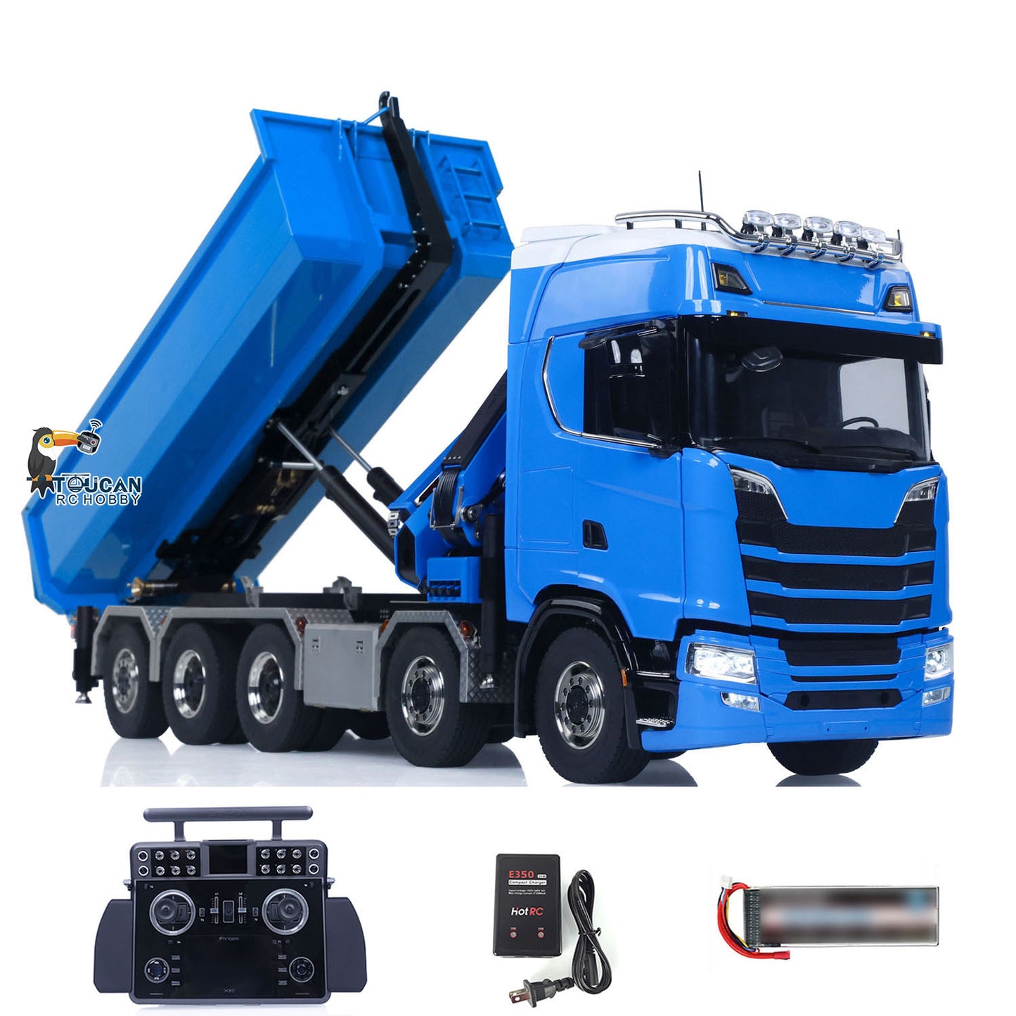 SA770S 1/14 RC Camion à benne basculante à grue hydraulique 10X10 Voiture à benne basculante complète radiocommandée
