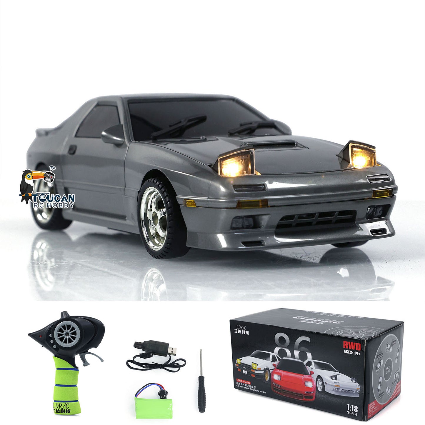 LDRC LD1802 1/18 4*2 RX7 RC Racing Car RWD Gyroscope